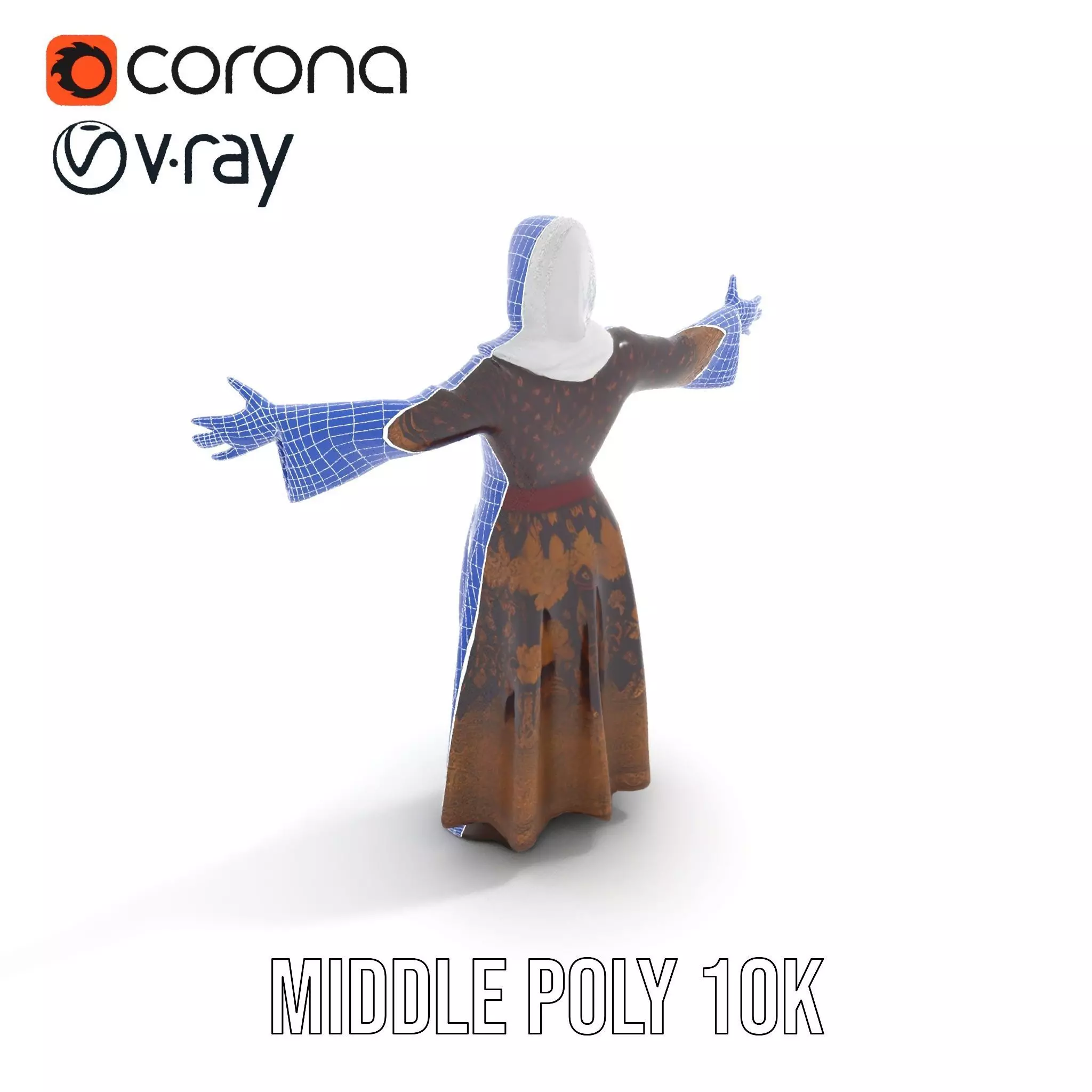 Elegant Kaftan Wearable model pack Low-poly 3D model_19