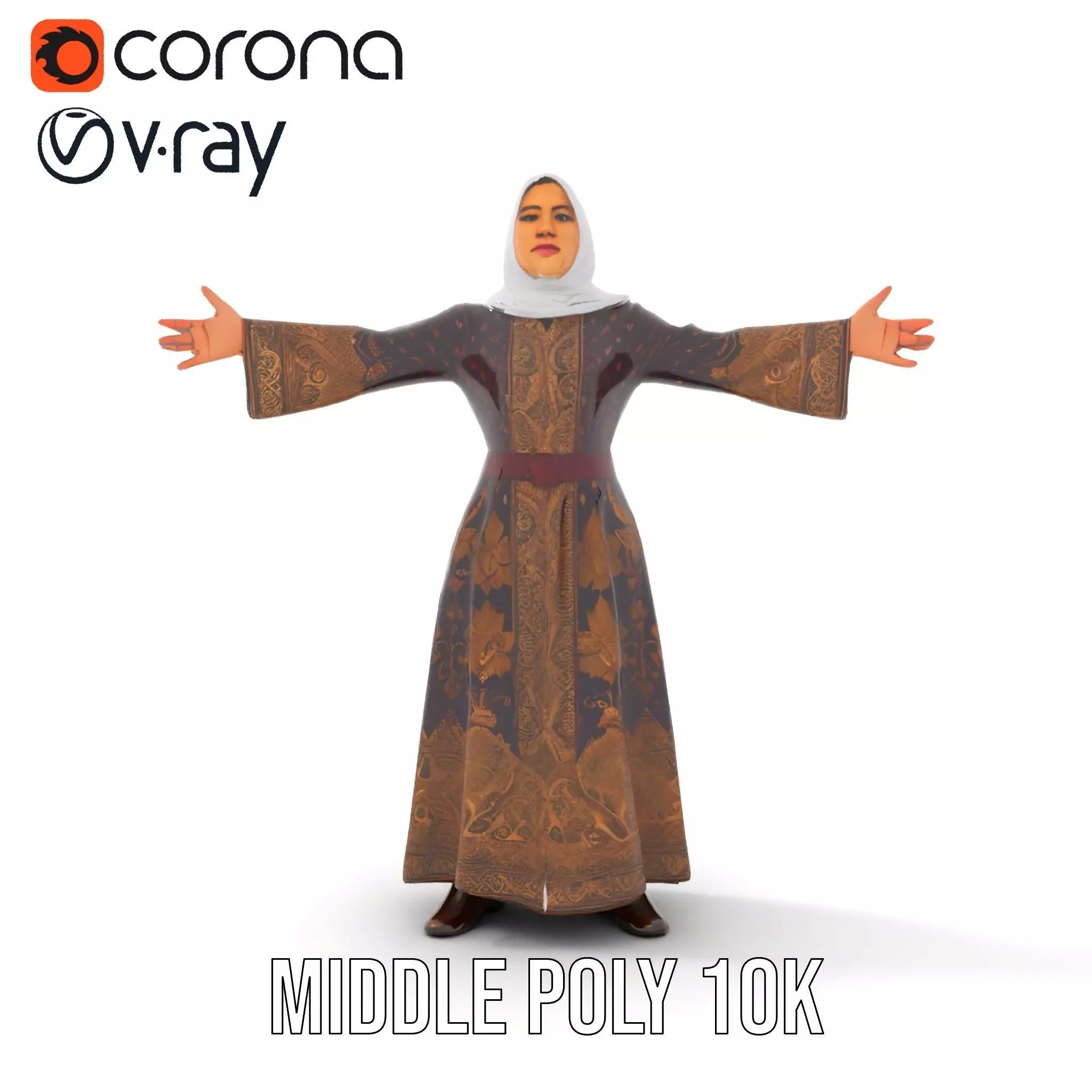 Elegant Kaftan Wearable model pack Low-poly 3D model_16