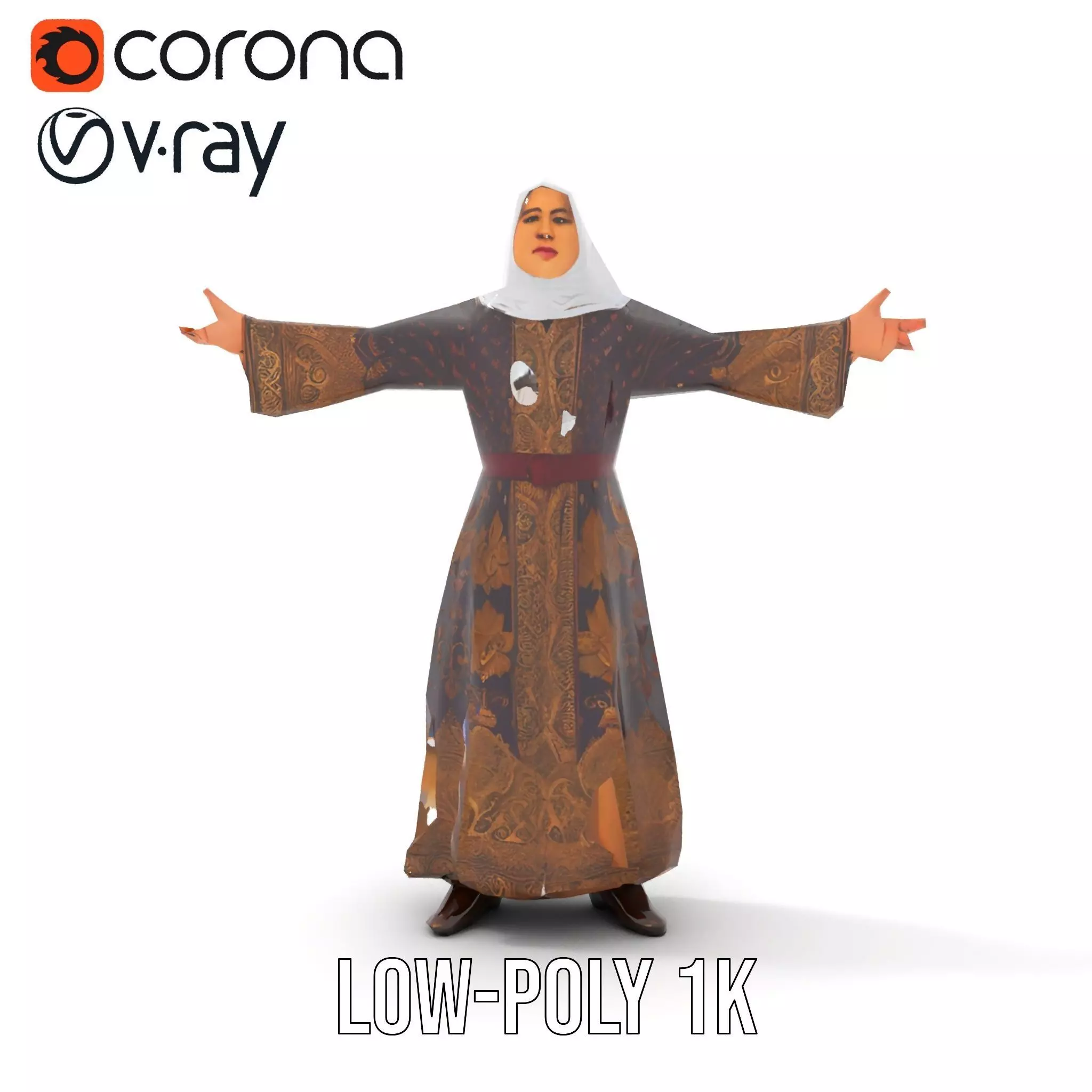 Elegant Kaftan Wearable model pack Low-poly 3D model_17