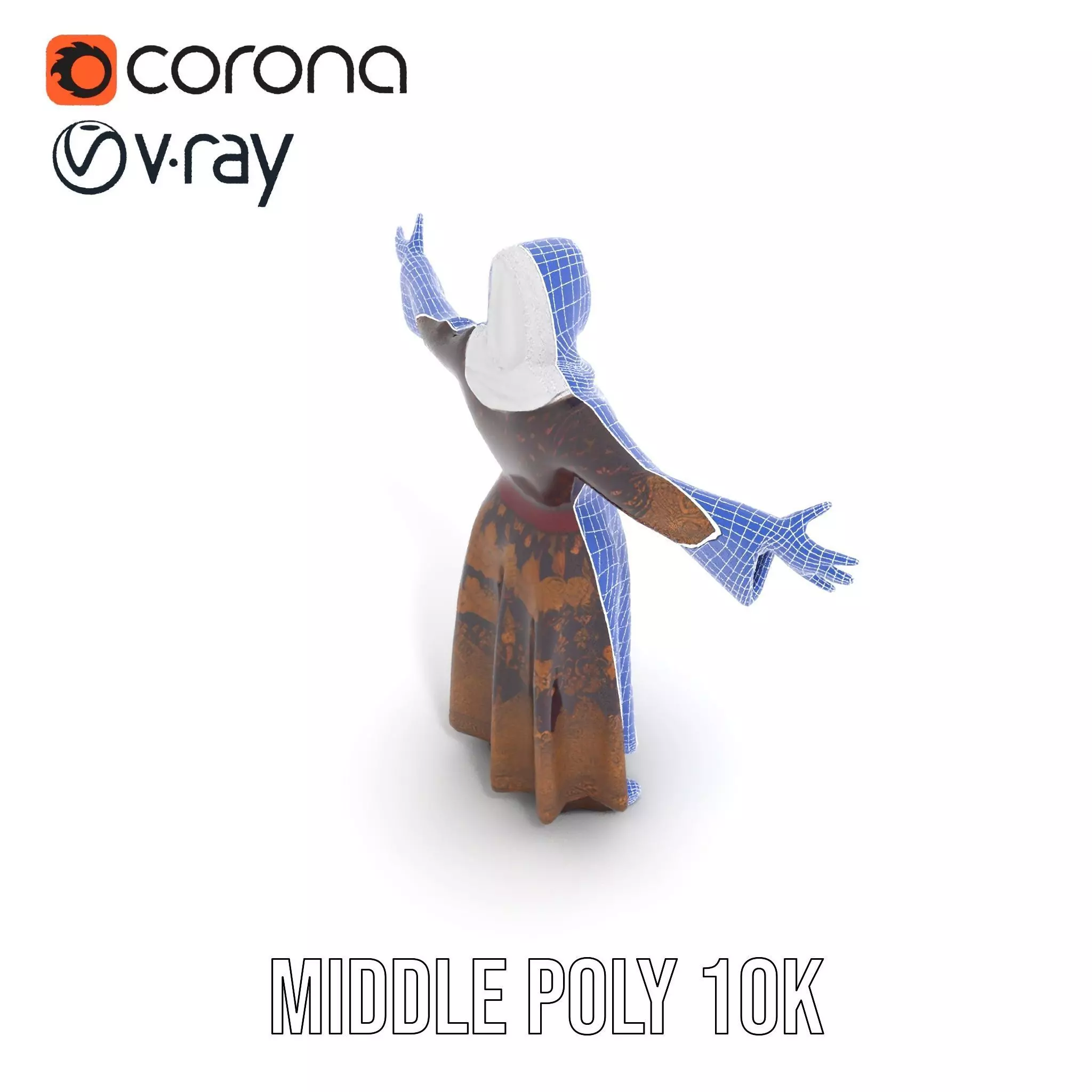 Elegant Kaftan Wearable model pack Low-poly 3D model_30