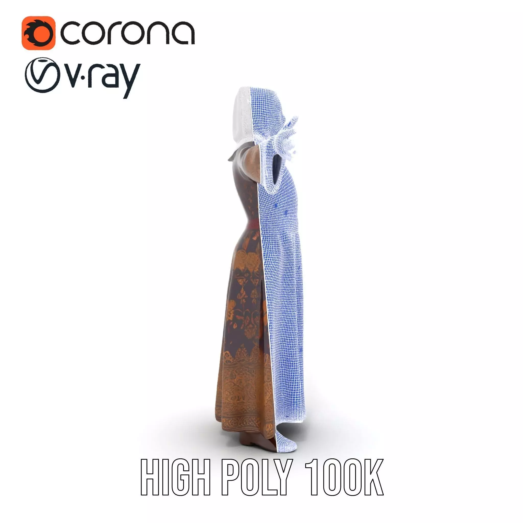 Elegant Kaftan Wearable model pack Low-poly 3D model_33