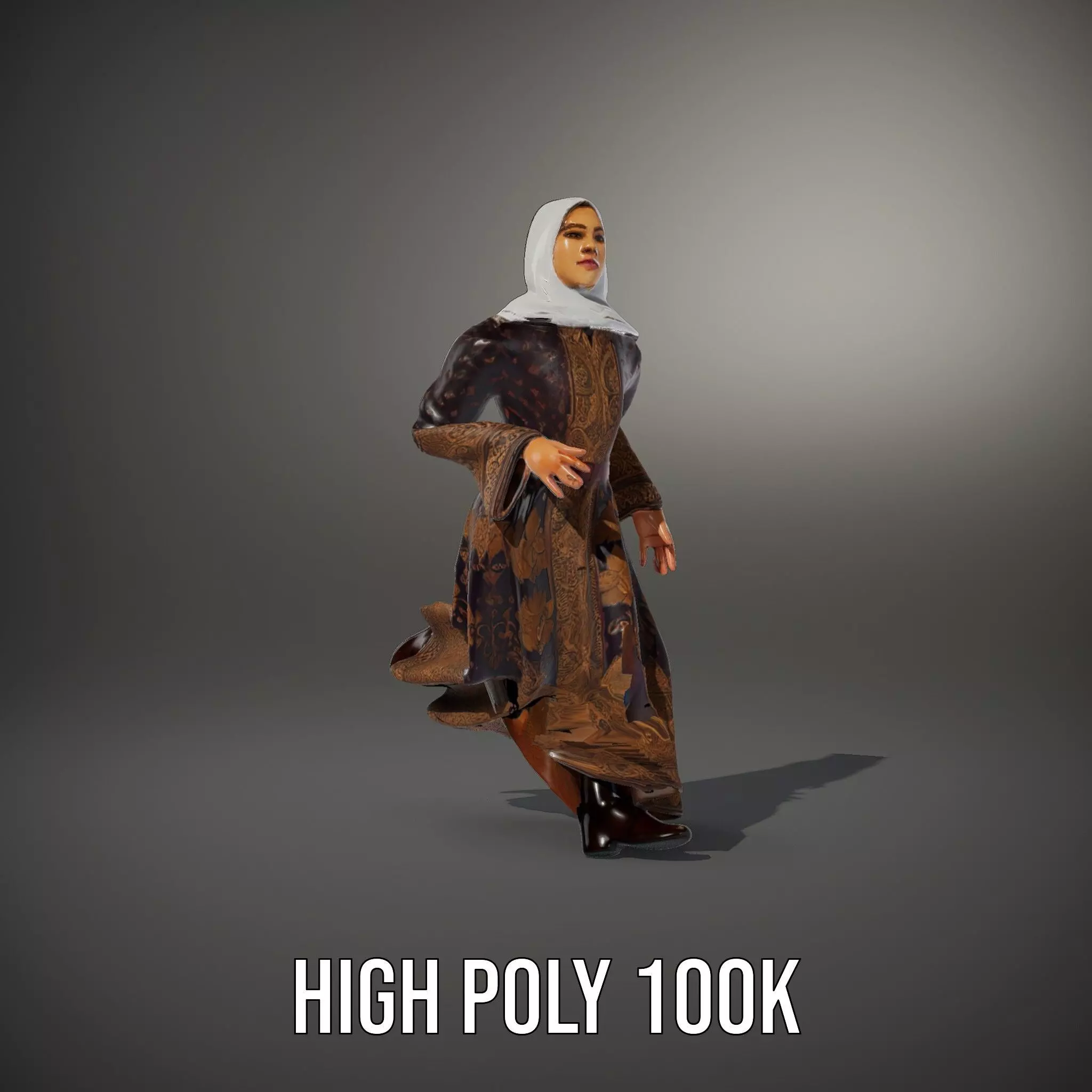 Elegant Kaftan Wearable model pack Low-poly 3D model_8