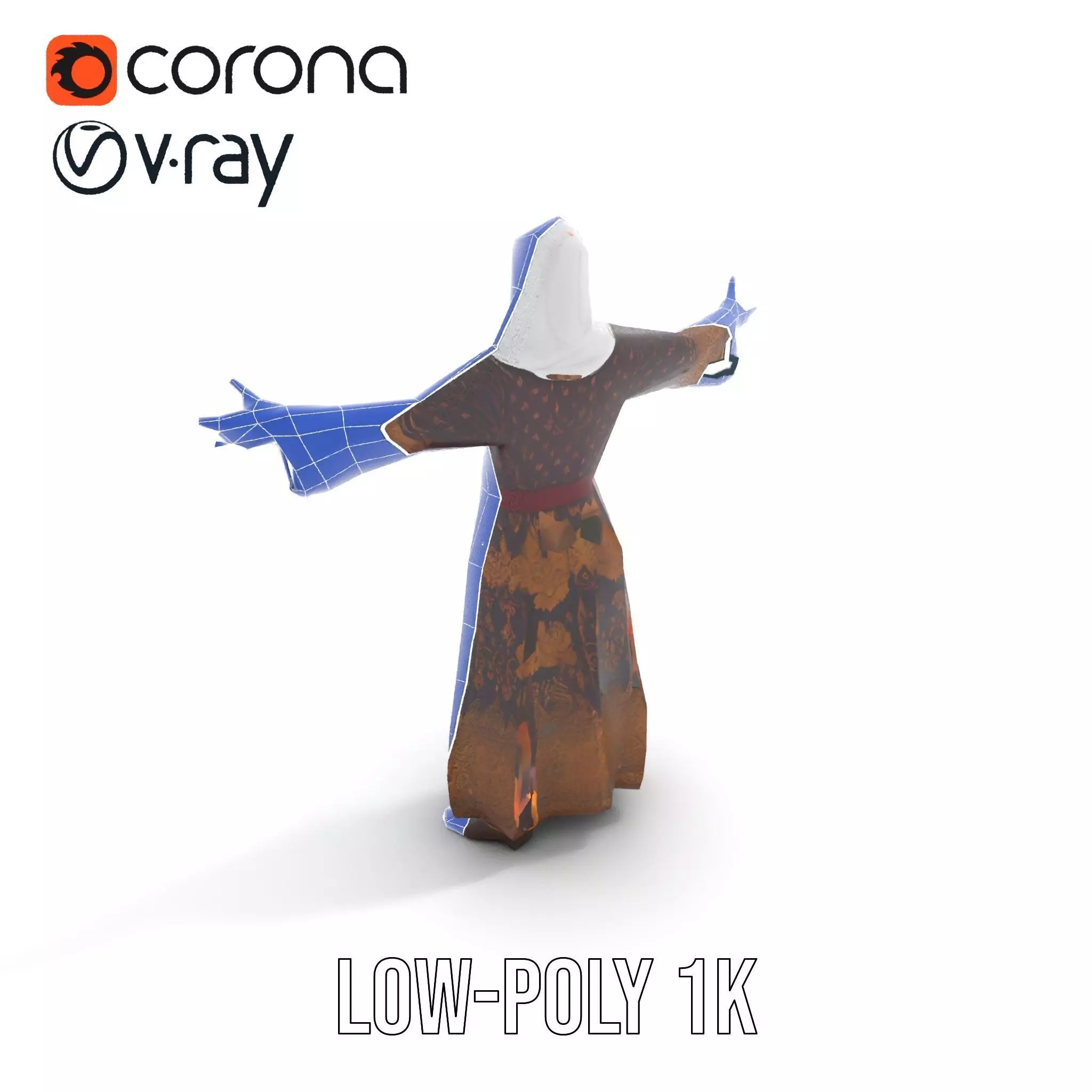 Elegant Kaftan Wearable model pack Low-poly 3D model_14