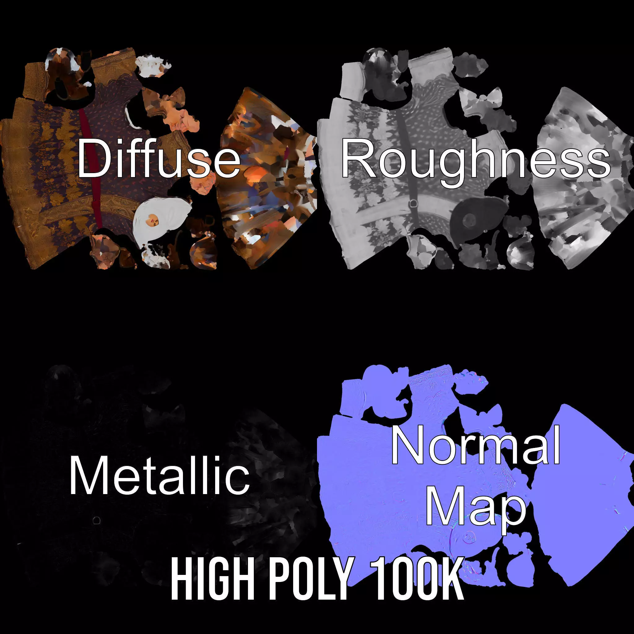 Elegant Kaftan Wearable model pack Low-poly 3D model_3