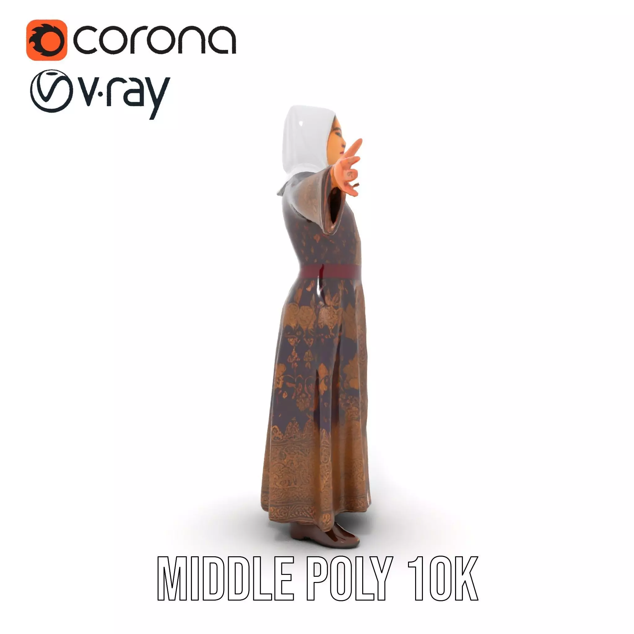Elegant Kaftan Wearable model pack Low-poly 3D model_11