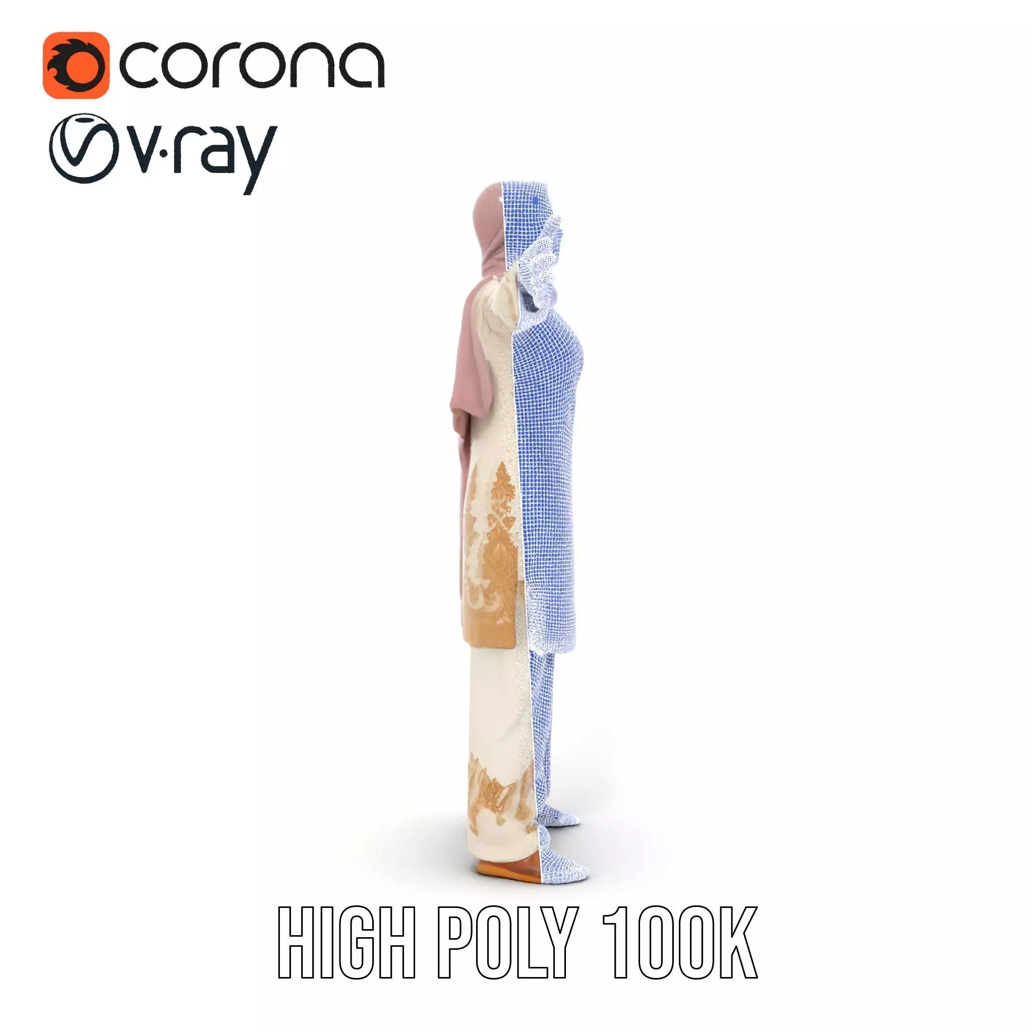 Elegant Embroidered Attire model pack Low-poly 3D model_31