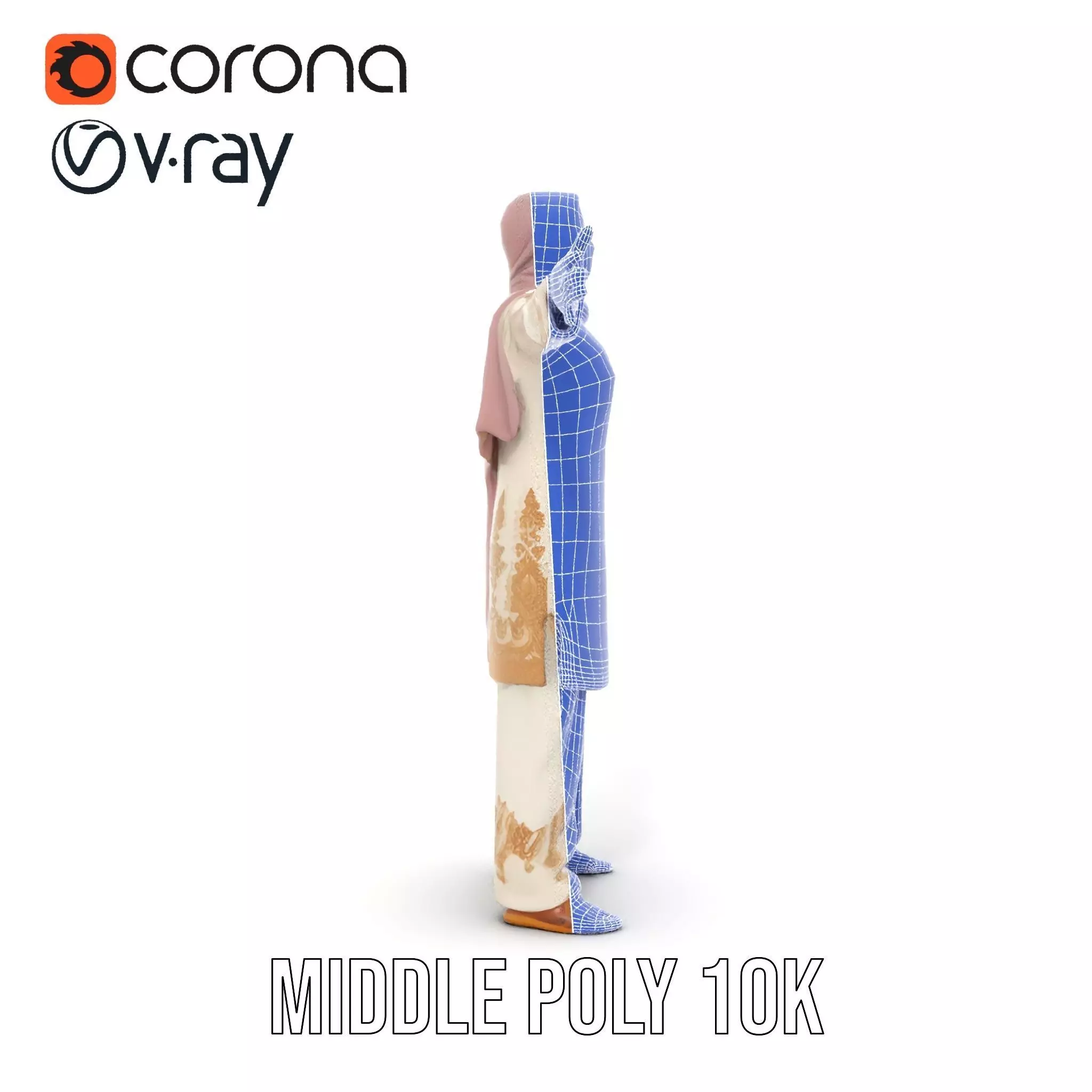 Elegant Embroidered Attire model pack Low-poly 3D model_10