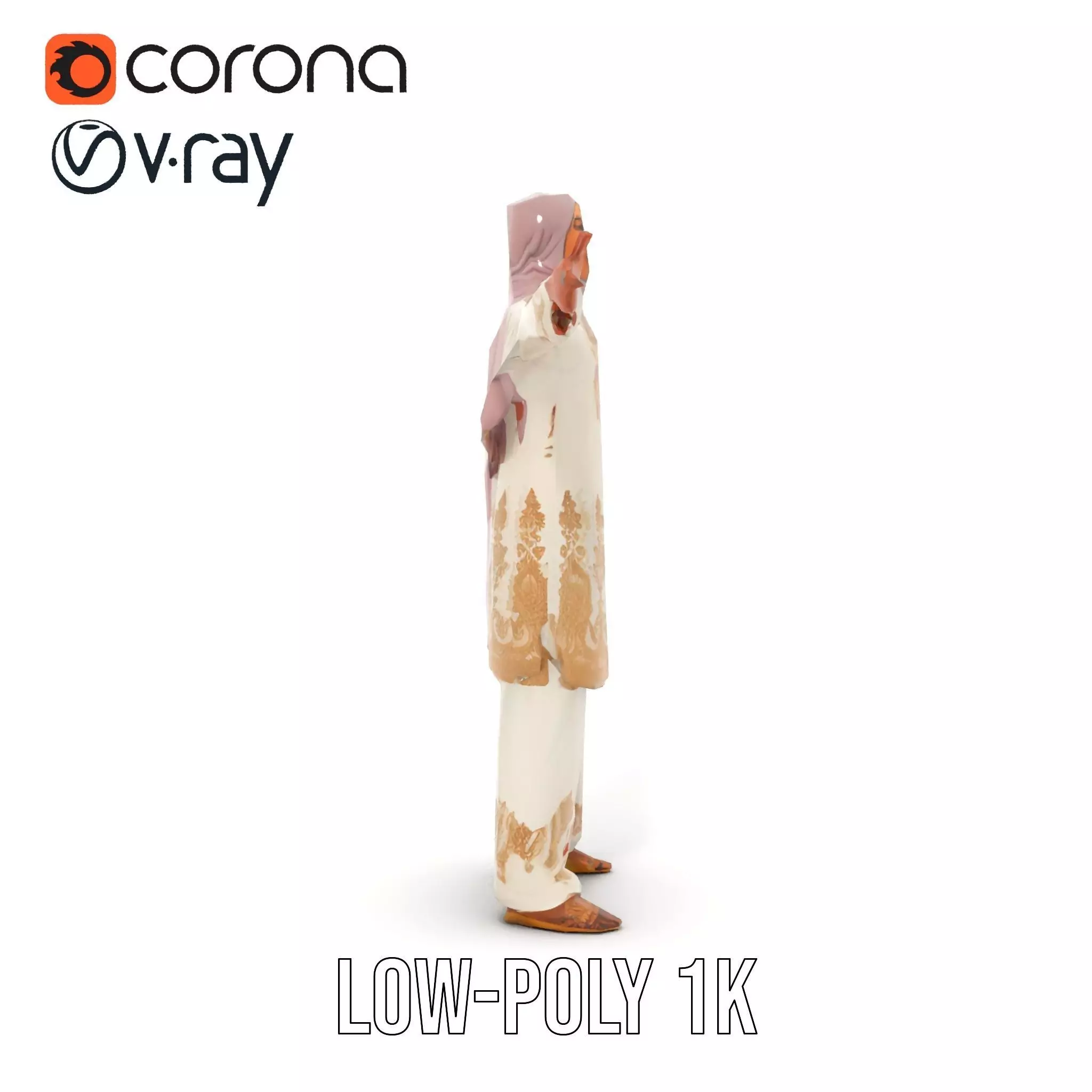 Elegant Embroidered Attire model pack Low-poly 3D model_17