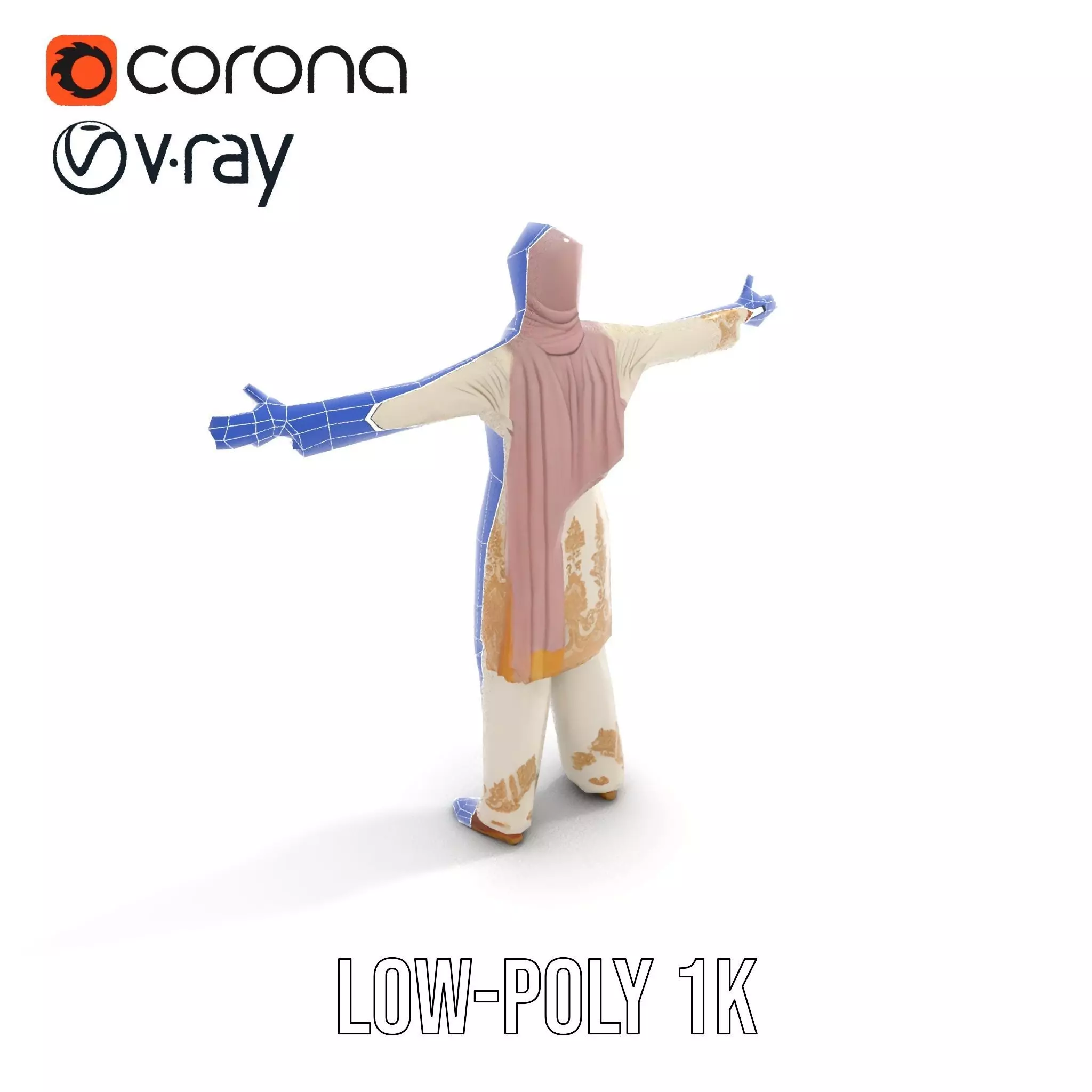 Elegant Embroidered Attire model pack Low-poly 3D model_22