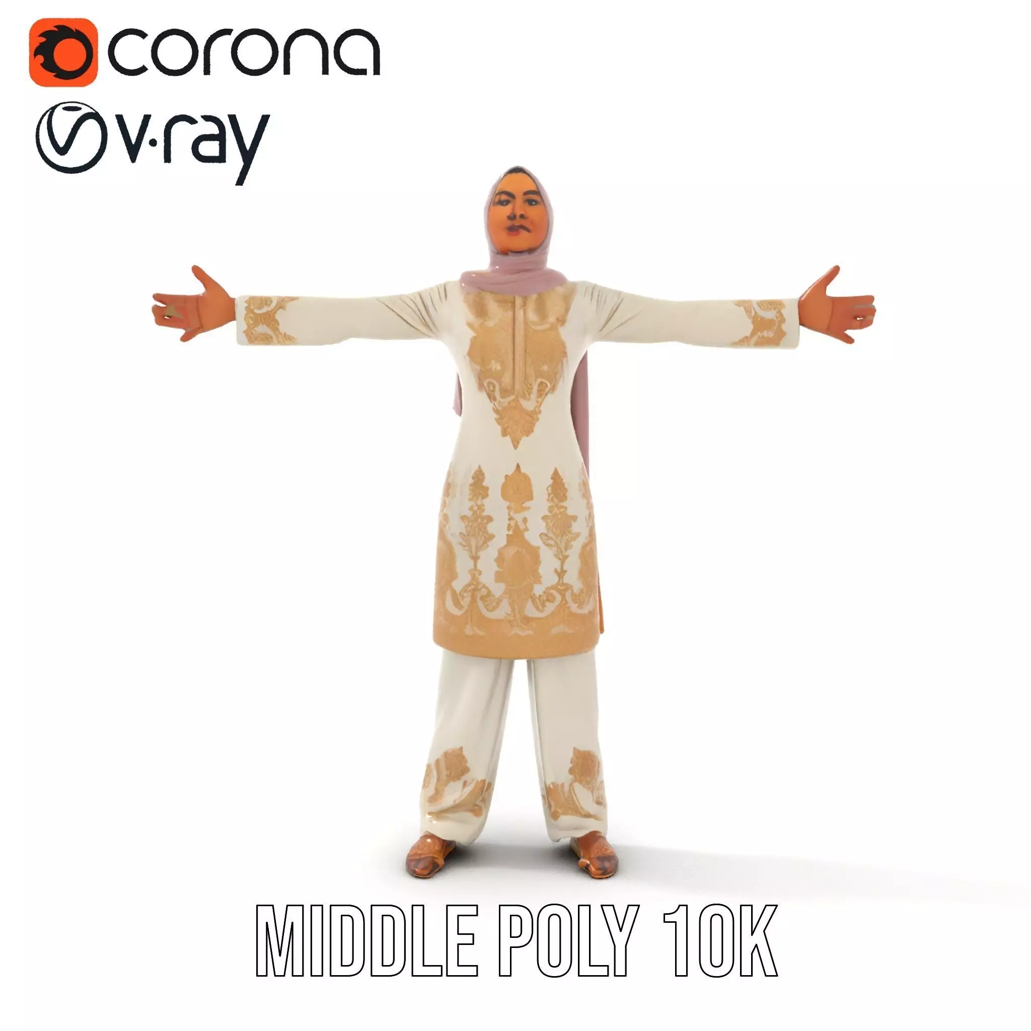 Elegant Embroidered Attire model pack Low-poly 3D model_16