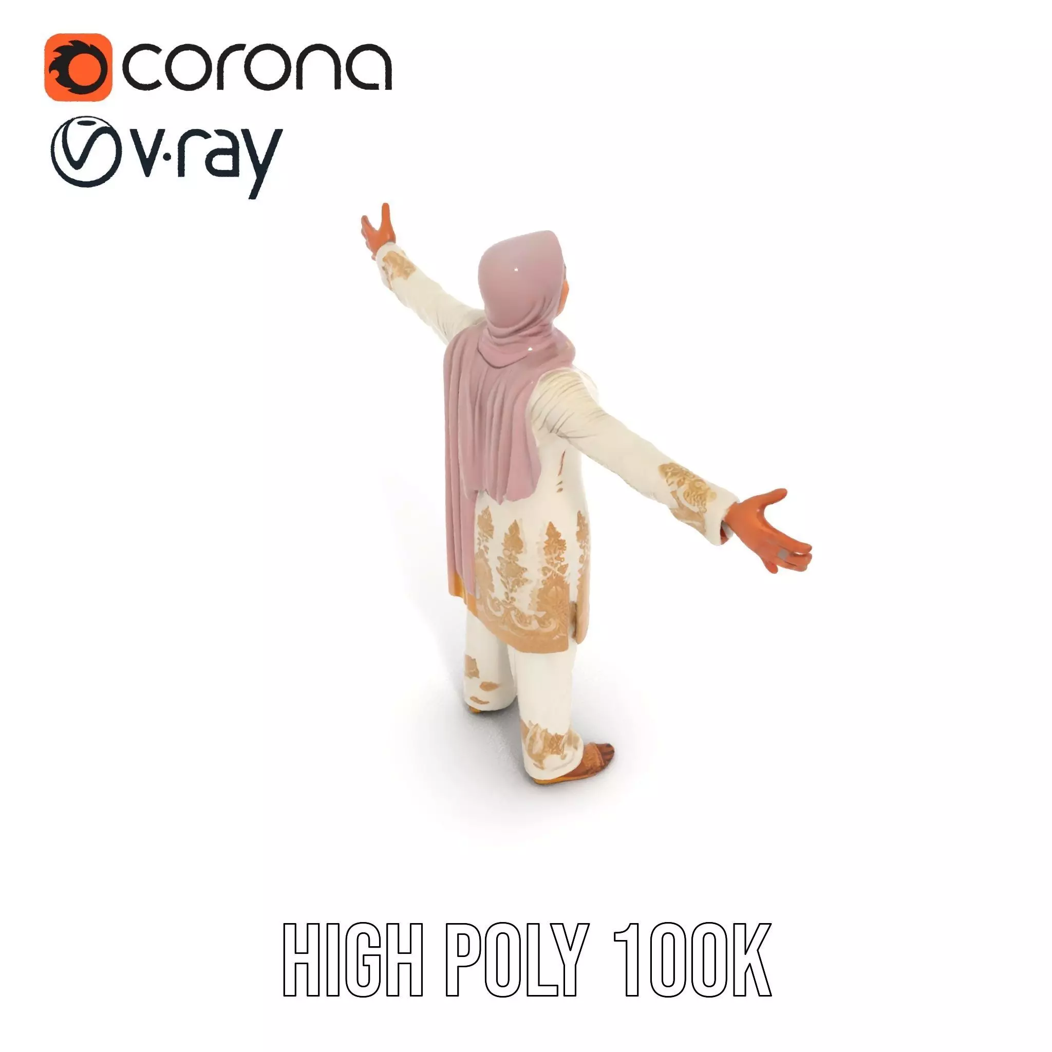 Elegant Embroidered Attire model pack Low-poly 3D model_20