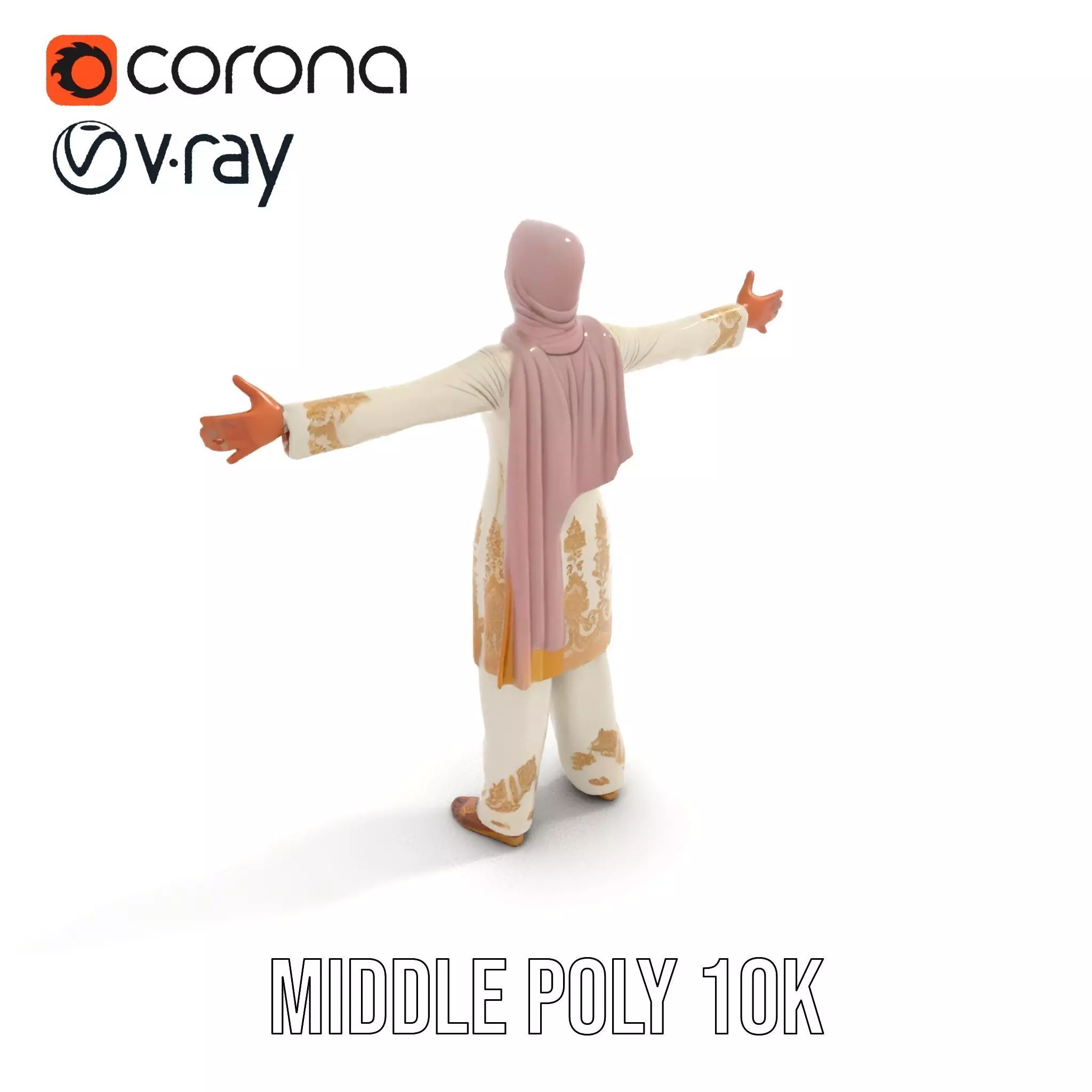 Elegant Embroidered Attire model pack Low-poly 3D model_6