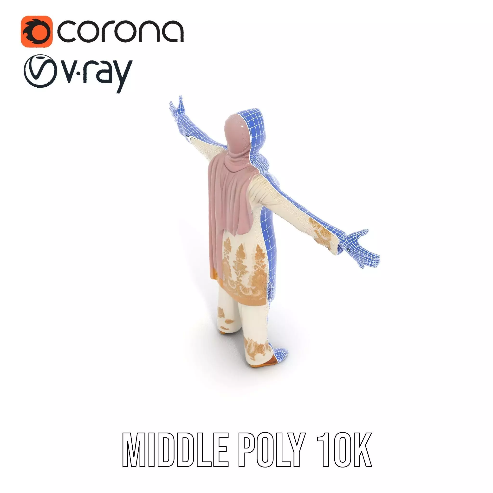 Elegant Embroidered Attire model pack Low-poly 3D model_21