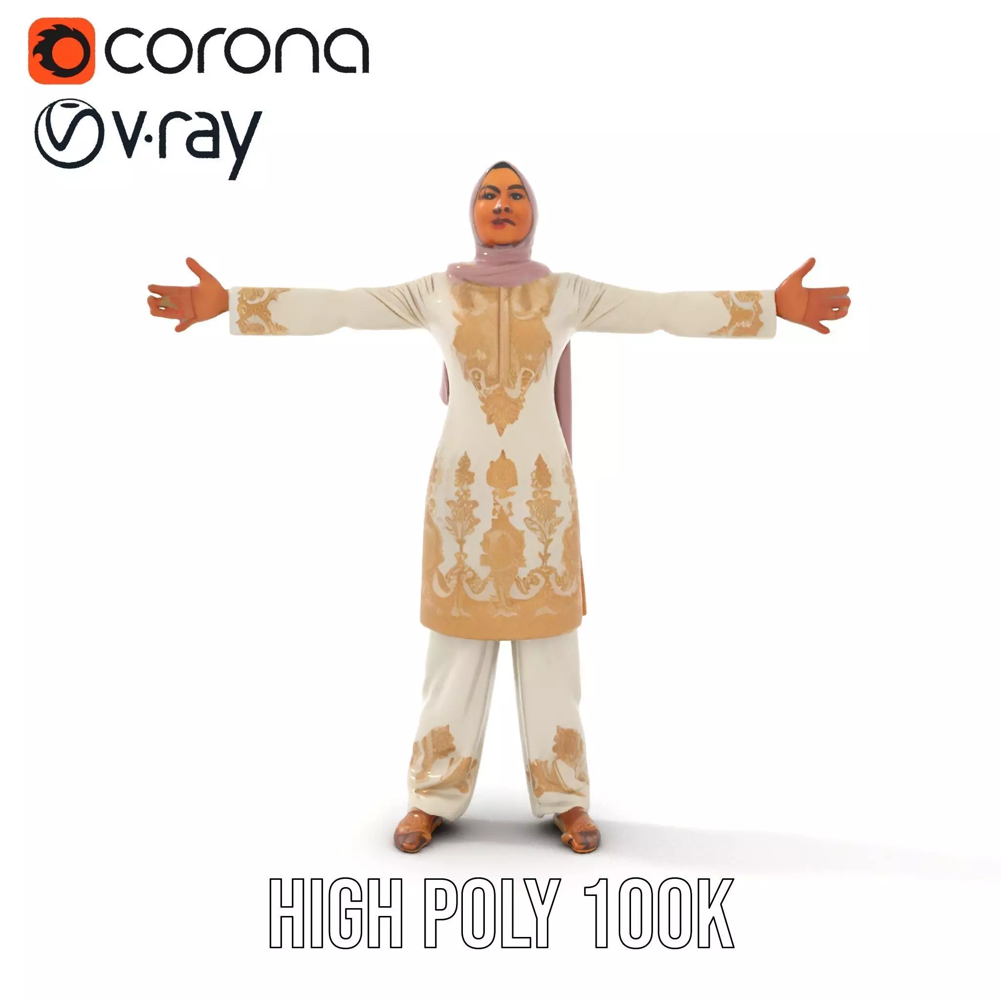 Elegant Embroidered Attire model pack Low-poly 3D model_23