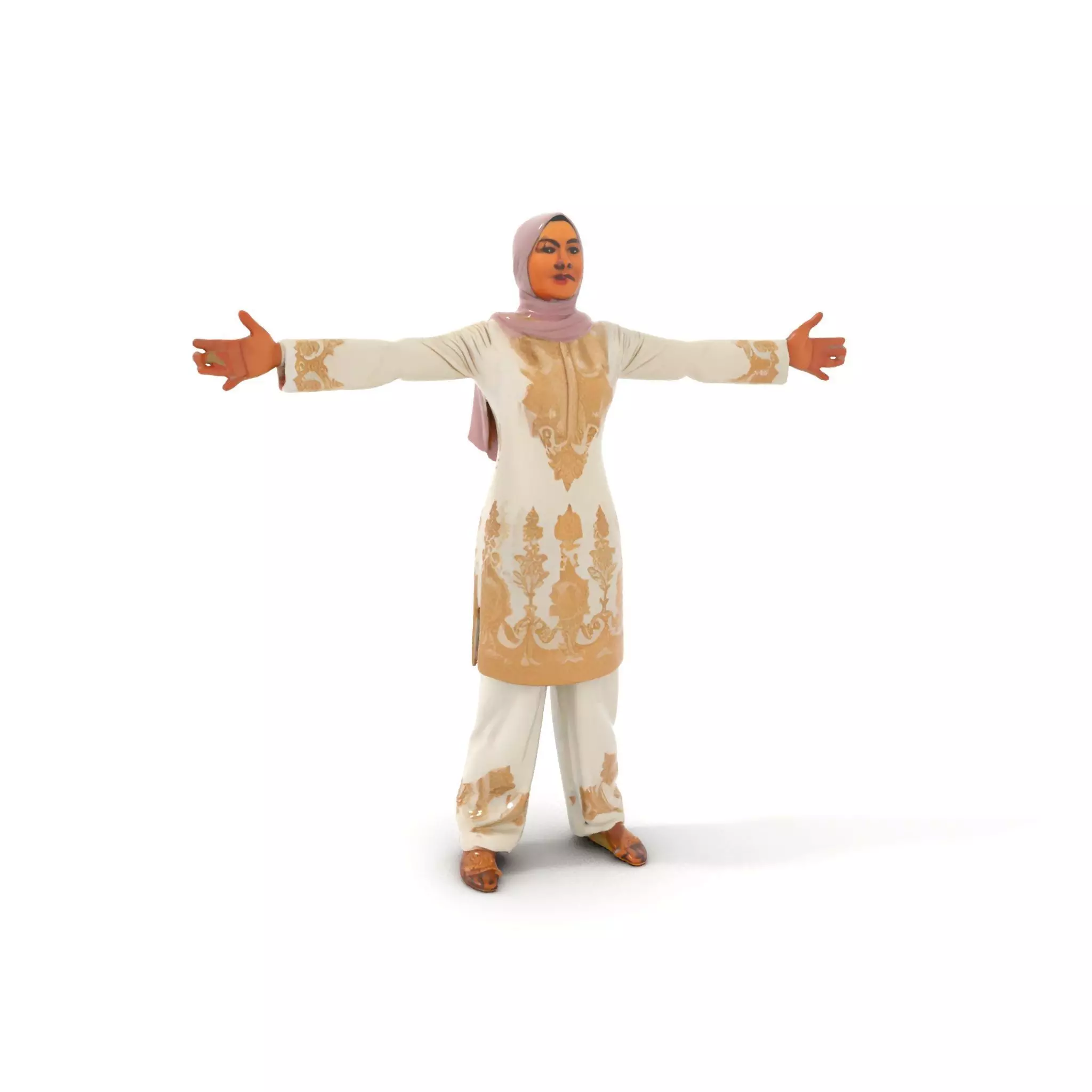 Elegant Embroidered Attire model pack Low-poly 3D model_0