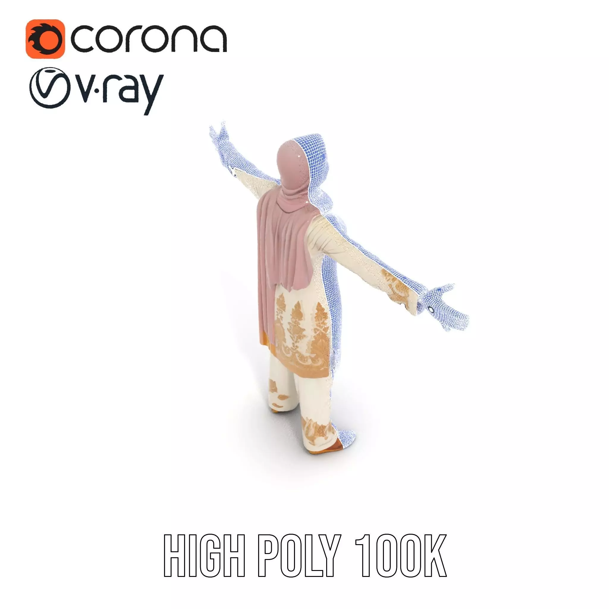 Elegant Embroidered Attire model pack Low-poly 3D model_33