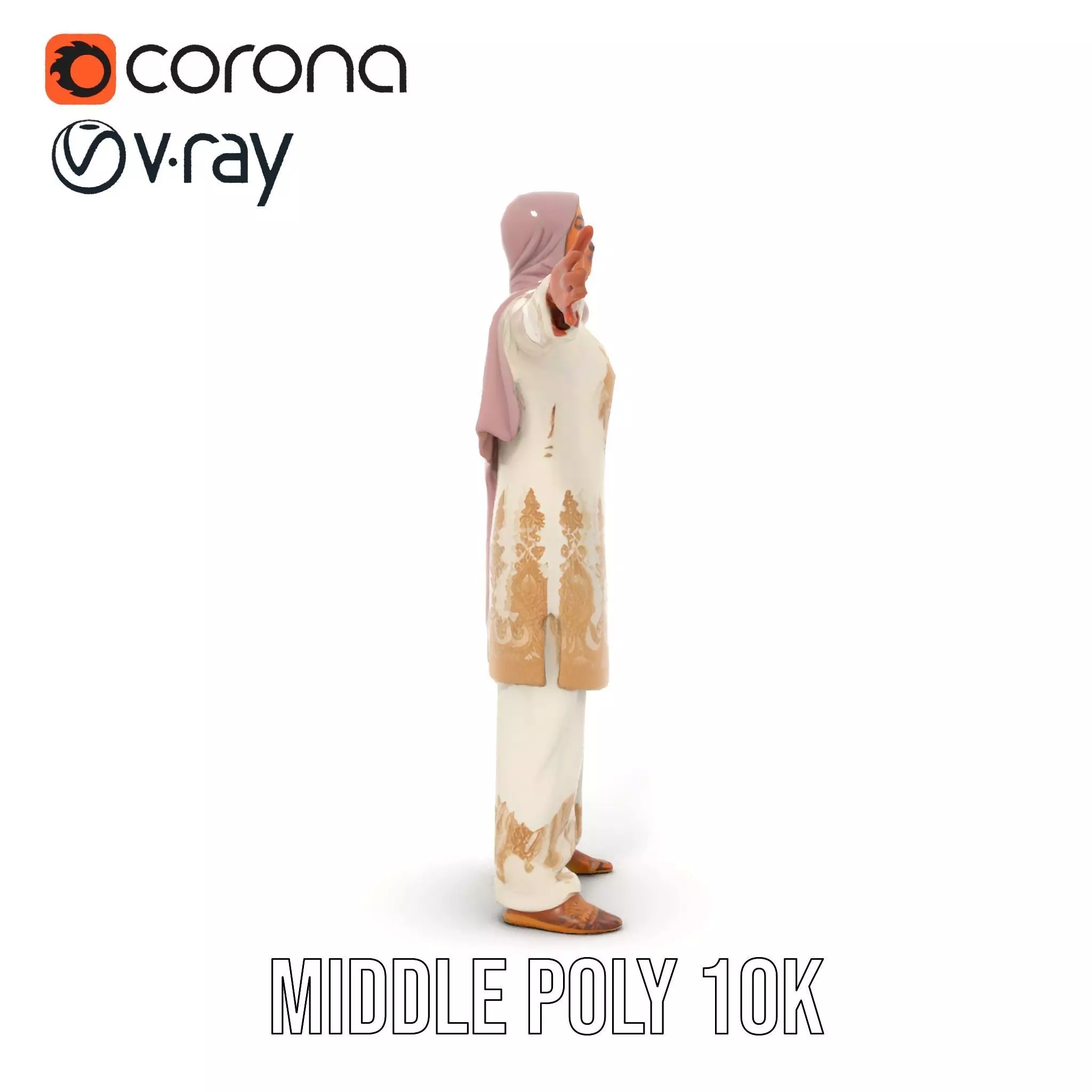 Elegant Embroidered Attire model pack Low-poly 3D model_26