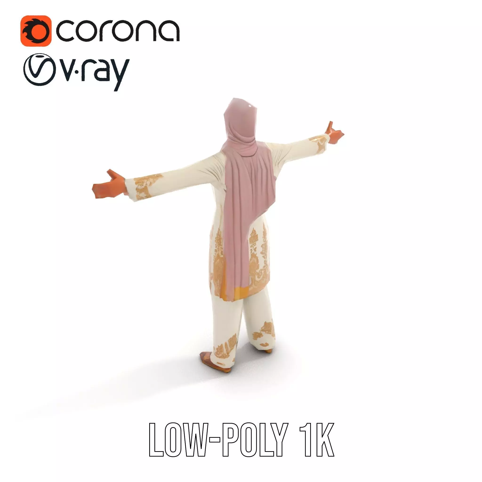 Elegant Embroidered Attire model pack Low-poly 3D model_8