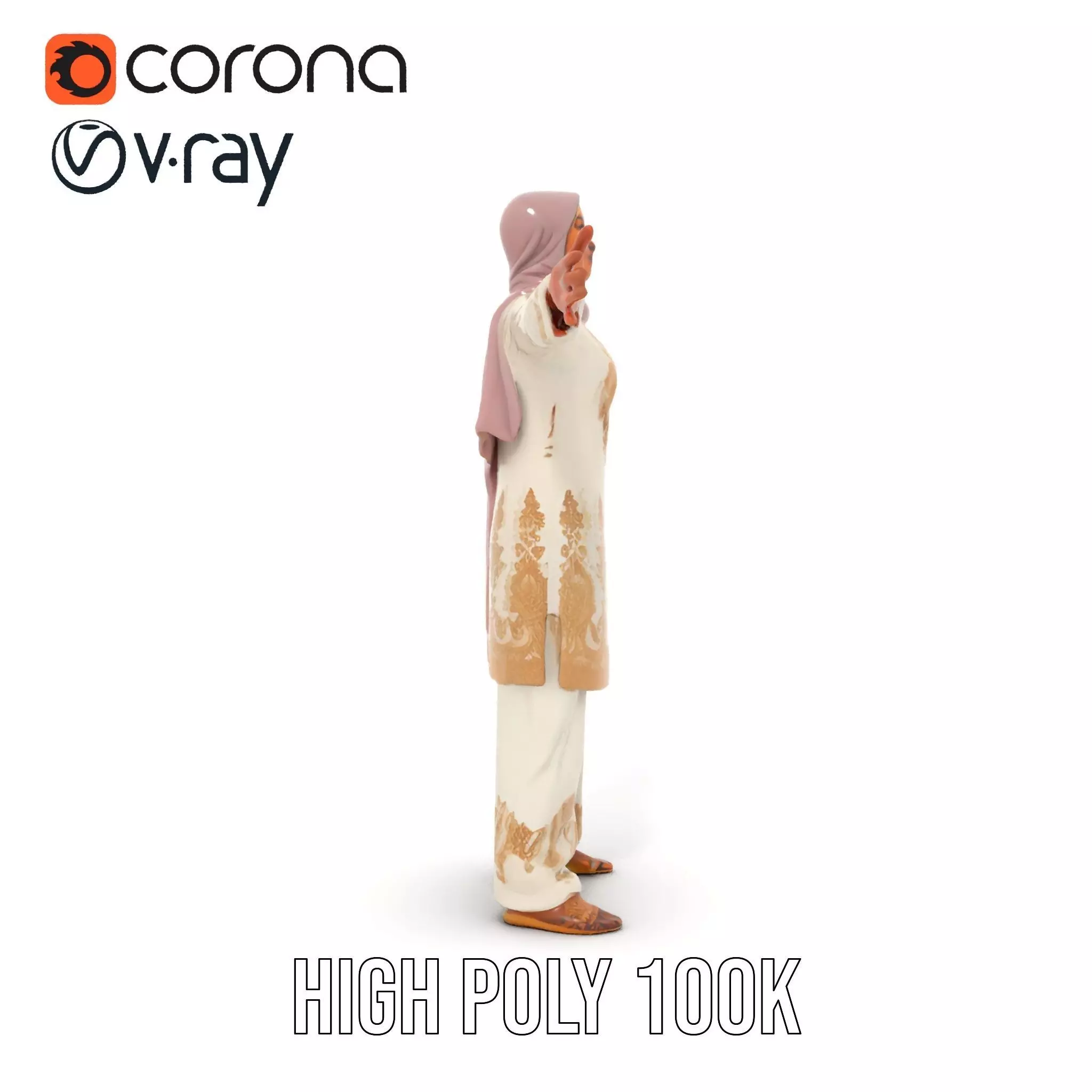 Elegant Embroidered Attire model pack Low-poly 3D model_32