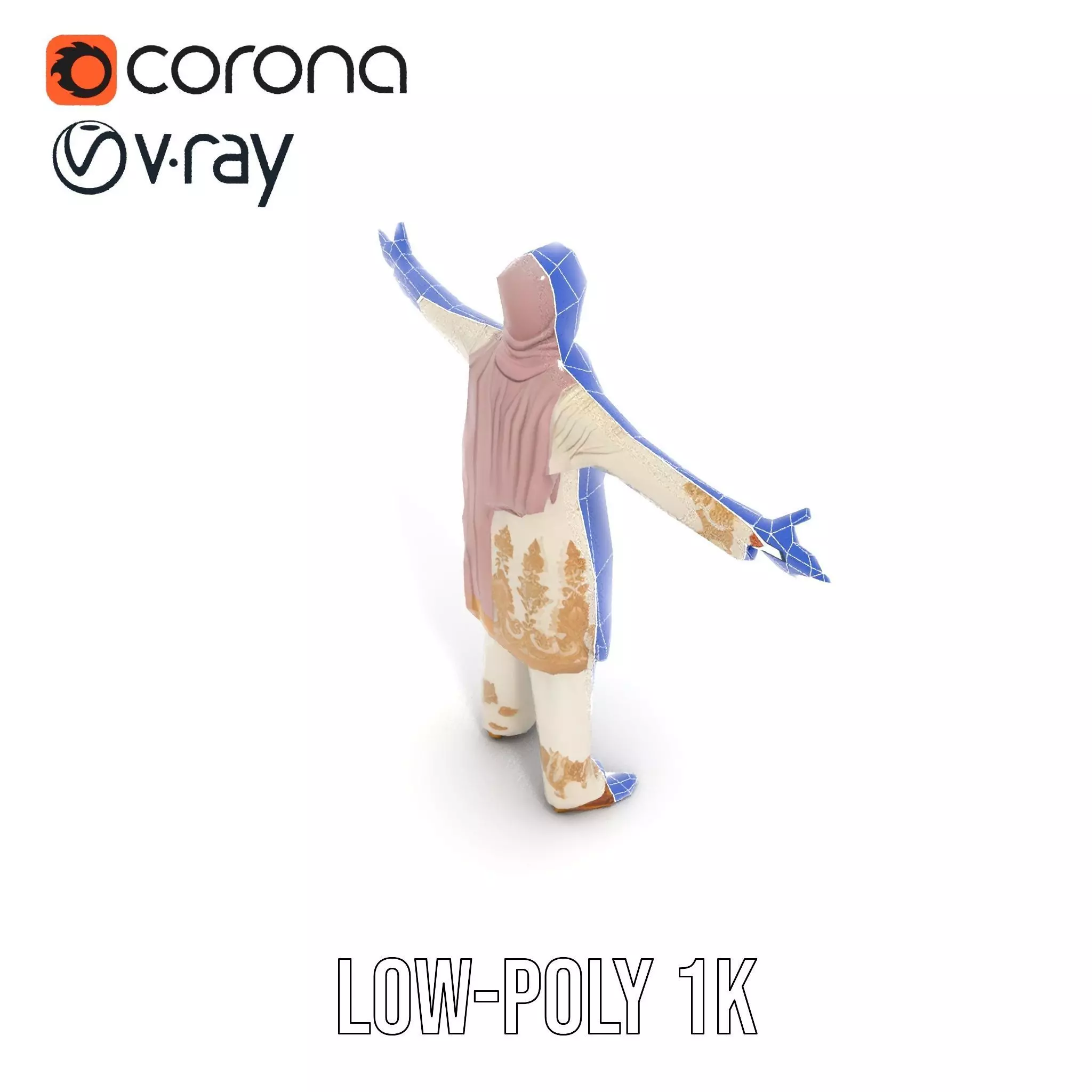 Elegant Embroidered Attire model pack Low-poly 3D model_30