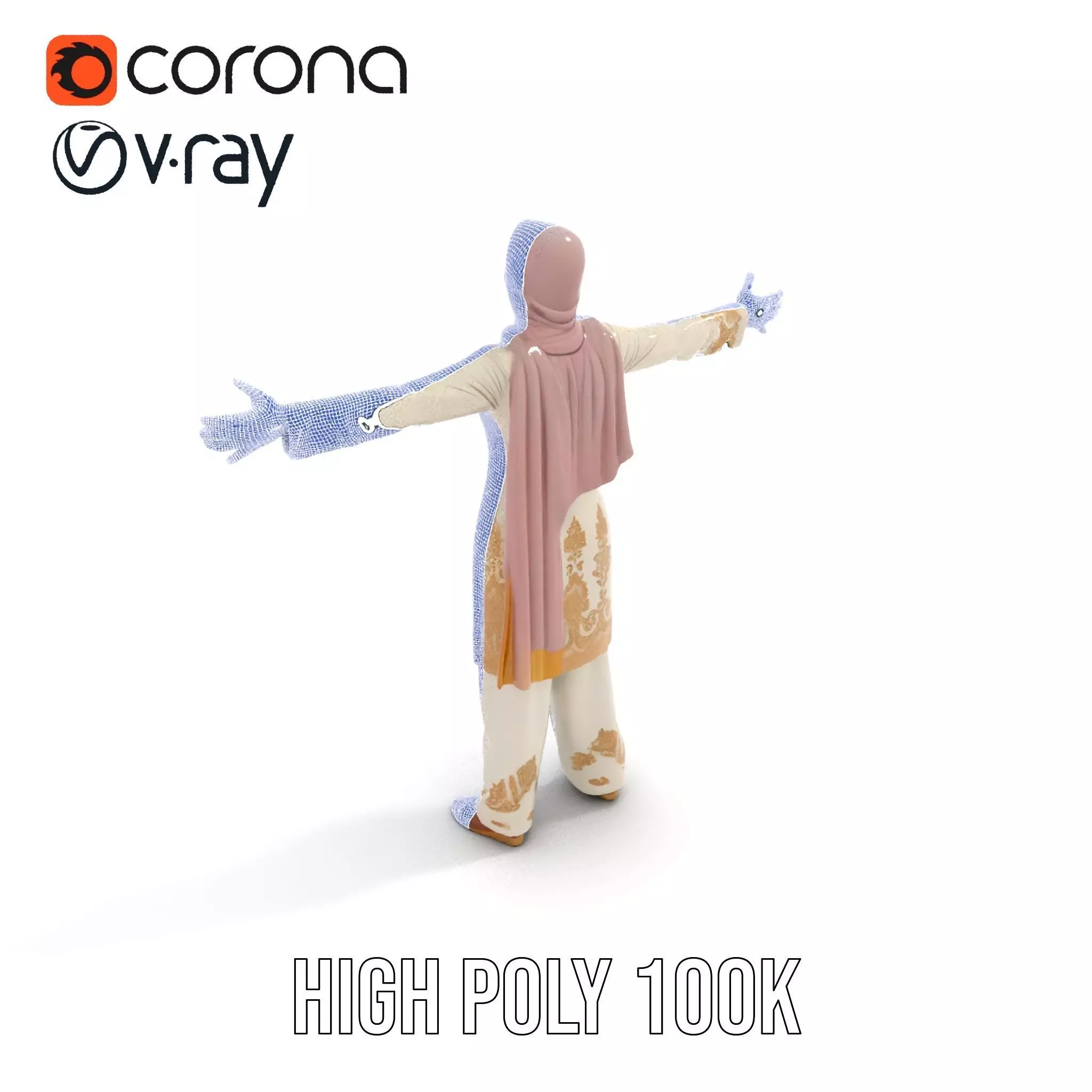 Elegant Embroidered Attire model pack Low-poly 3D model_28