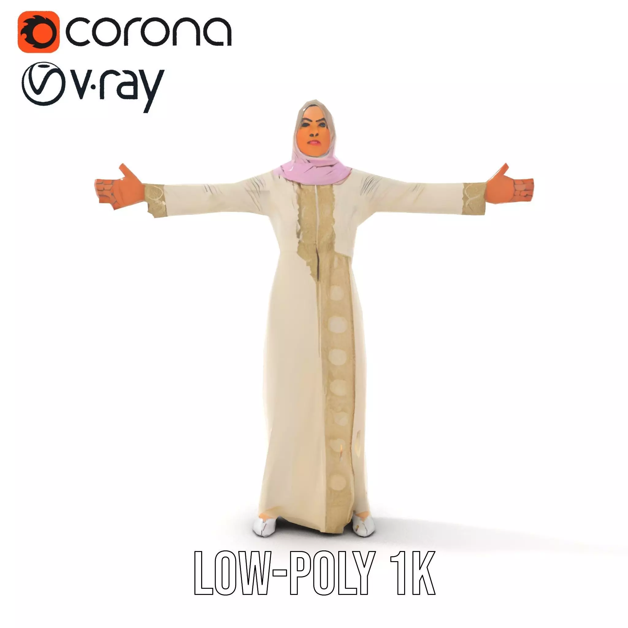 Elegant Hijab Garment model pack Low-poly 3D model_7