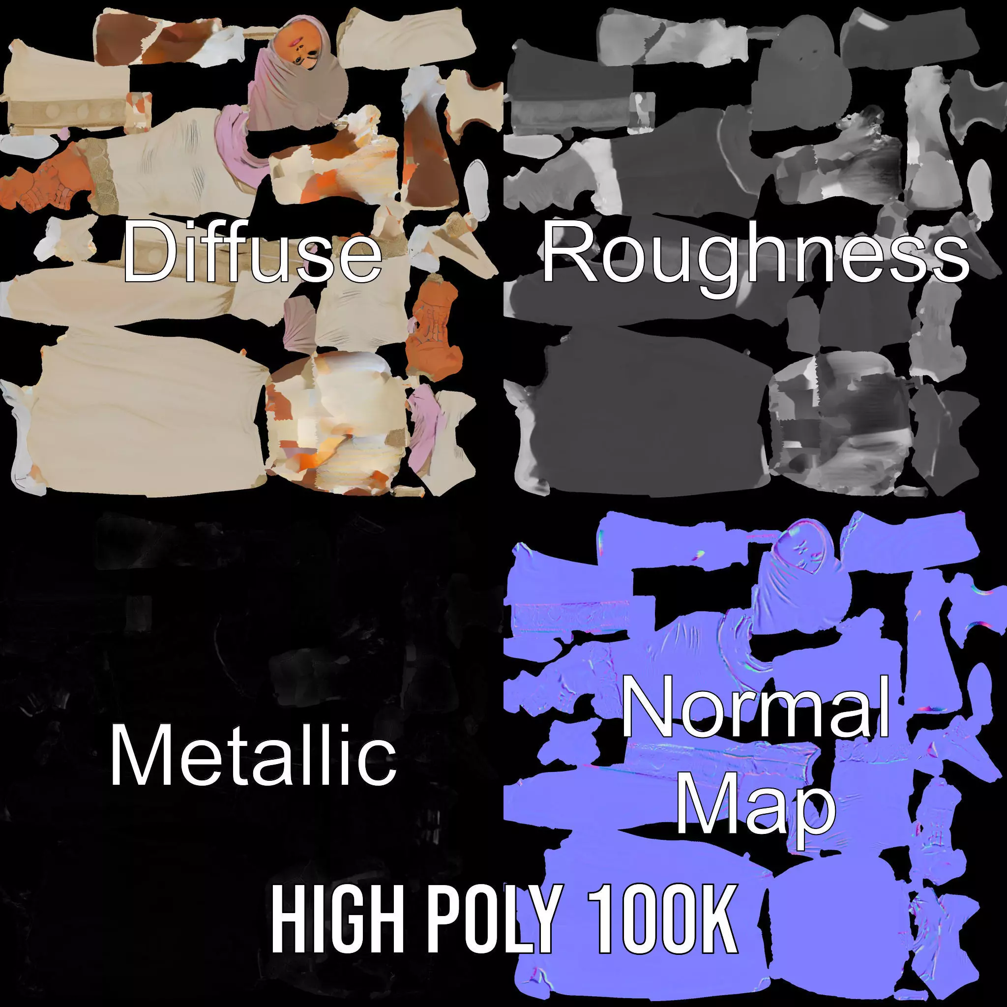 Elegant Hijab Garment model pack Low-poly 3D model_3