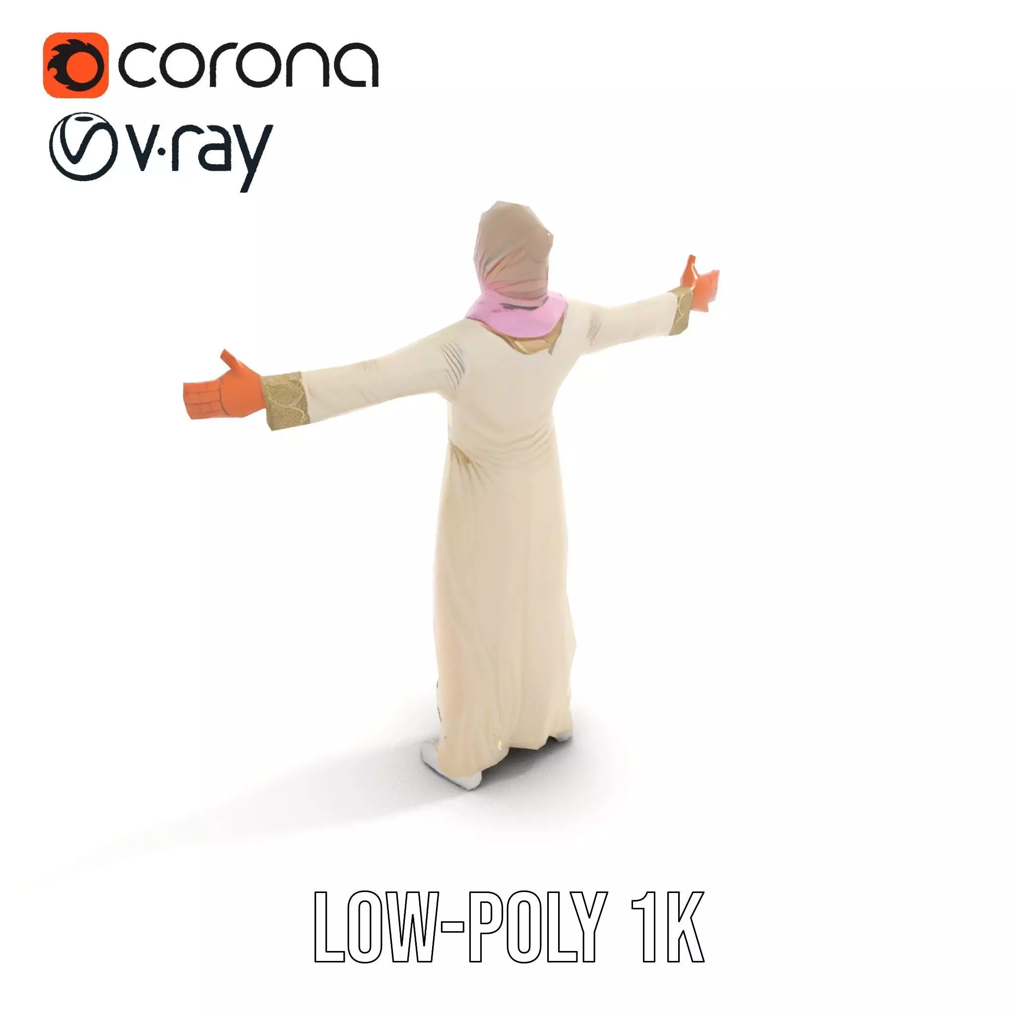 Elegant Hijab Garment model pack Low-poly 3D model_9