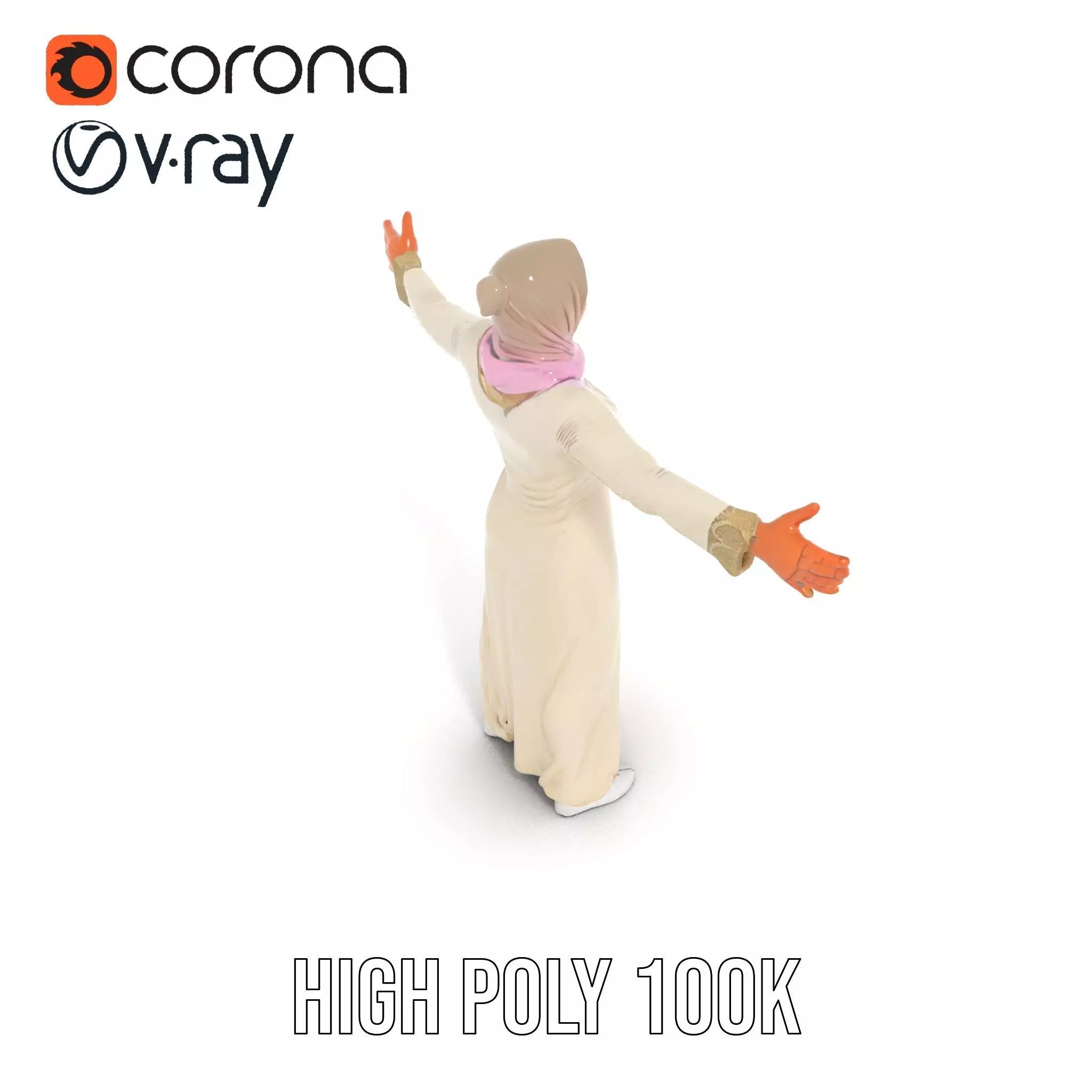Elegant Hijab Garment model pack Low-poly 3D model_22