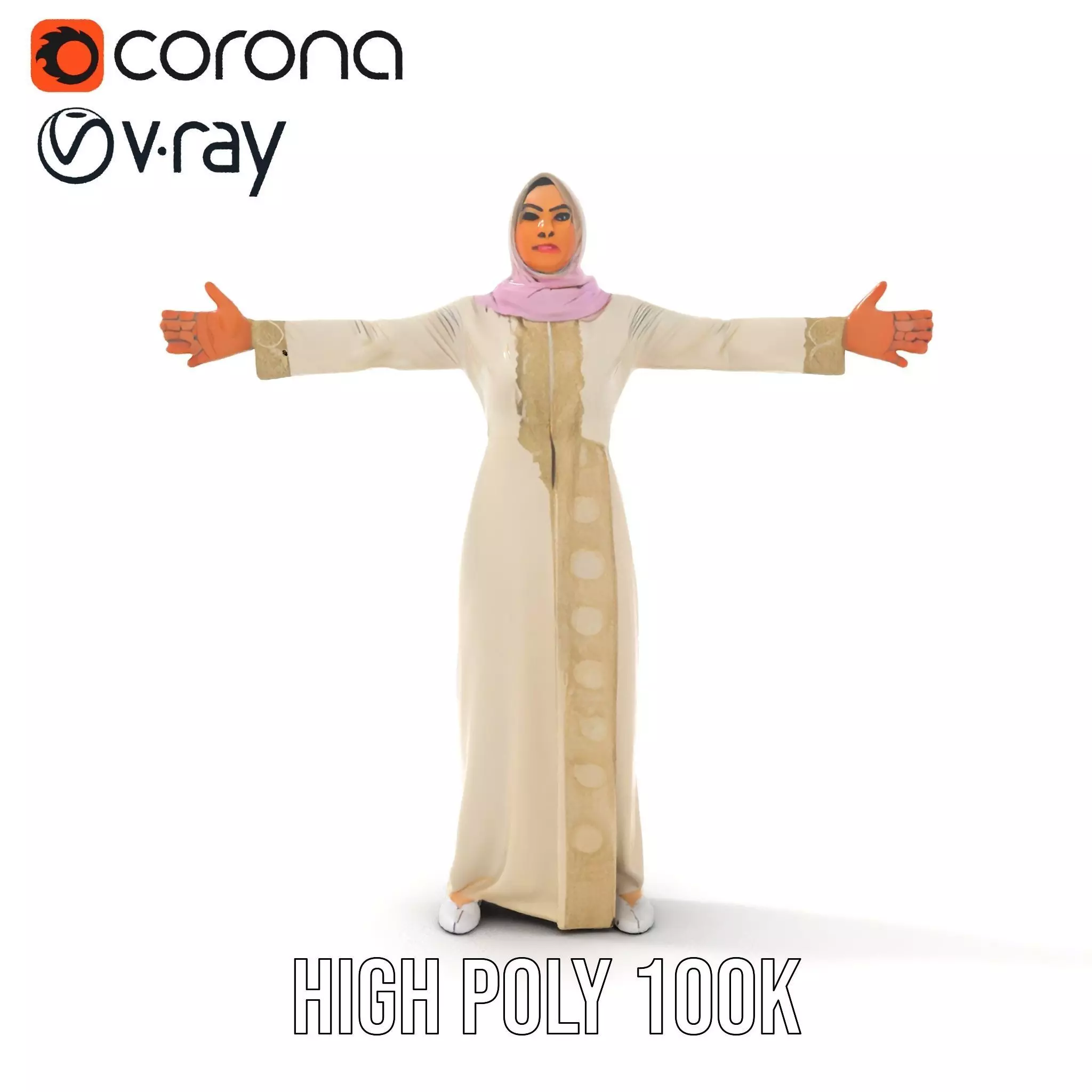 Elegant Hijab Garment model pack Low-poly 3D model_28