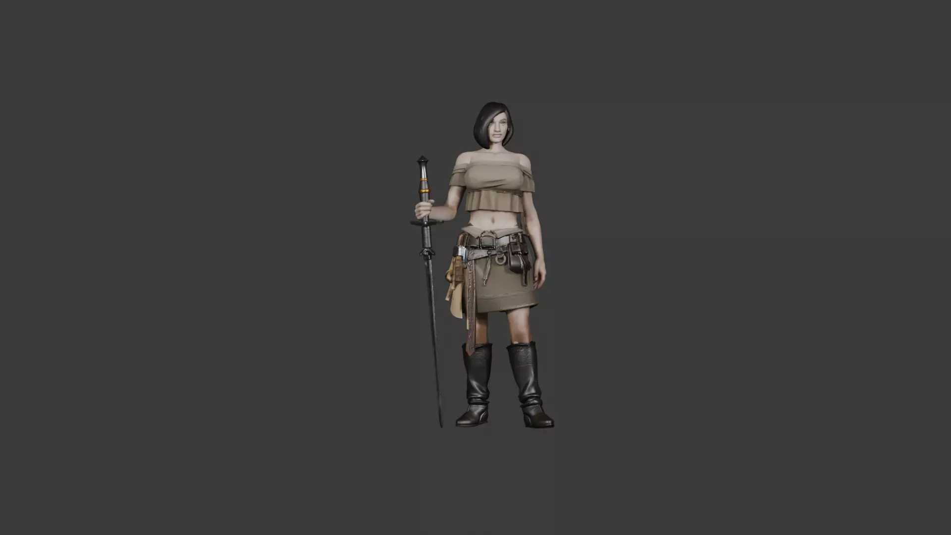 Warrior Woman Fantasy 3D Character Model 3D model_0