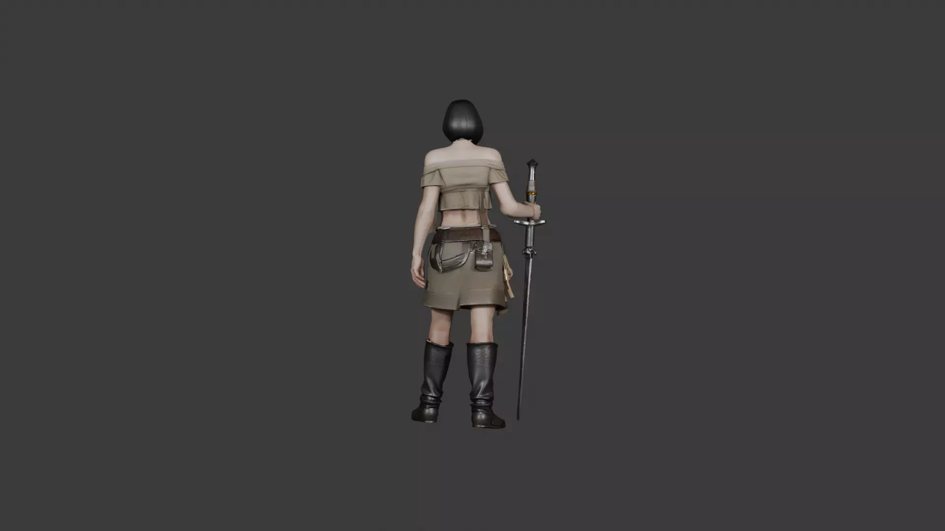 Warrior Woman Fantasy 3D Character Model 3D model_1