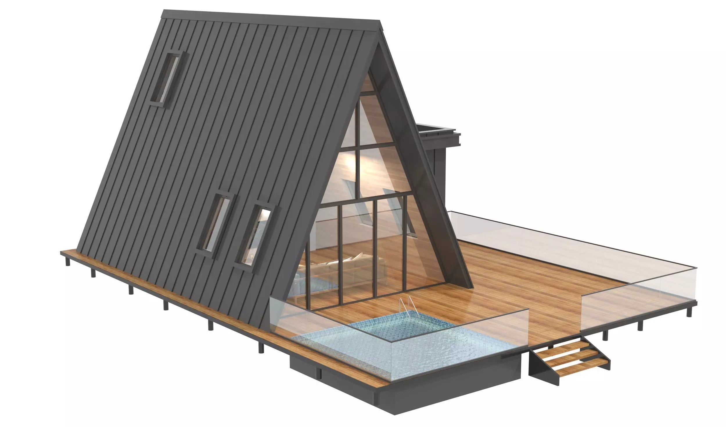 Barn house 3D model_2