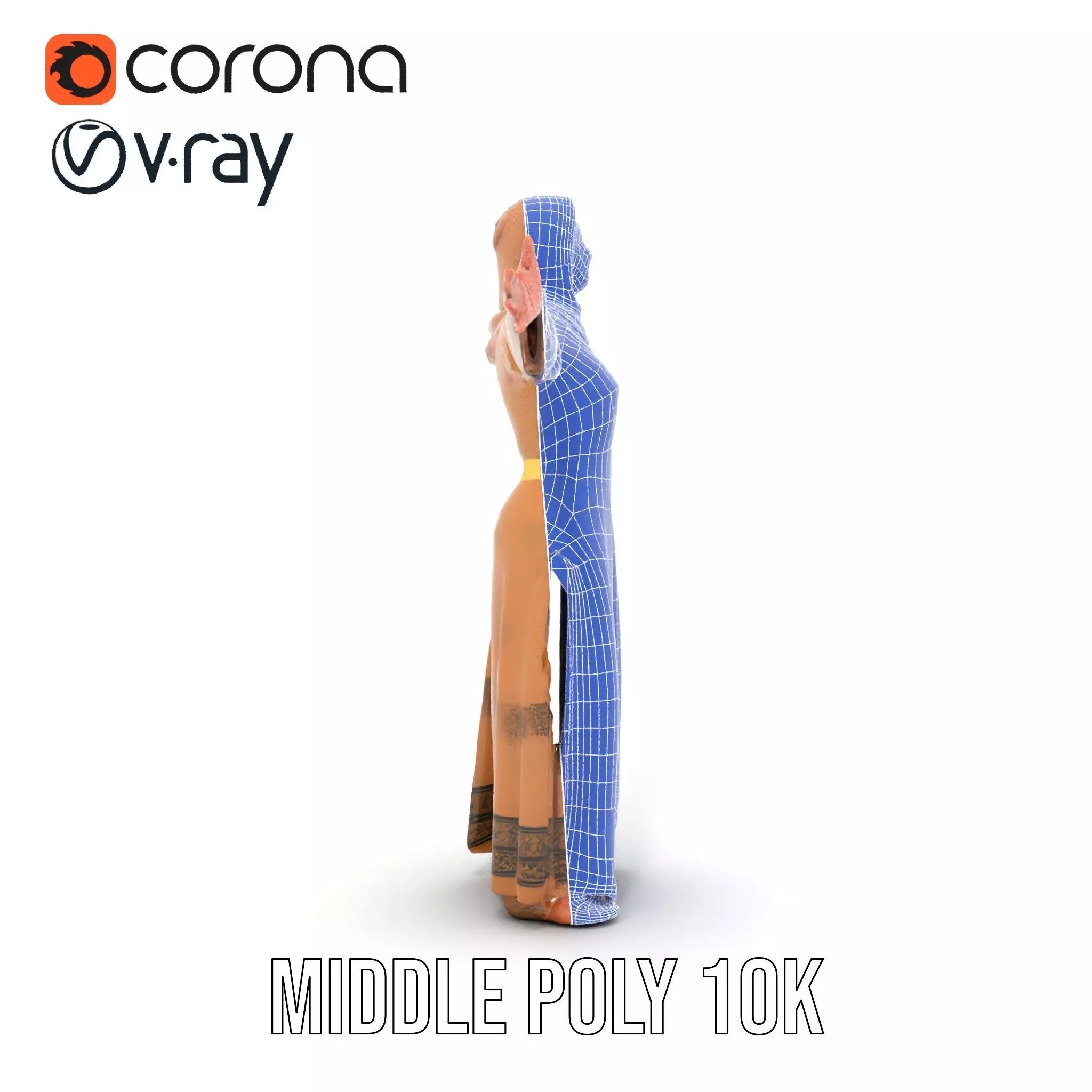 Elegant Beige Dress model pack Low-poly 3D model_18