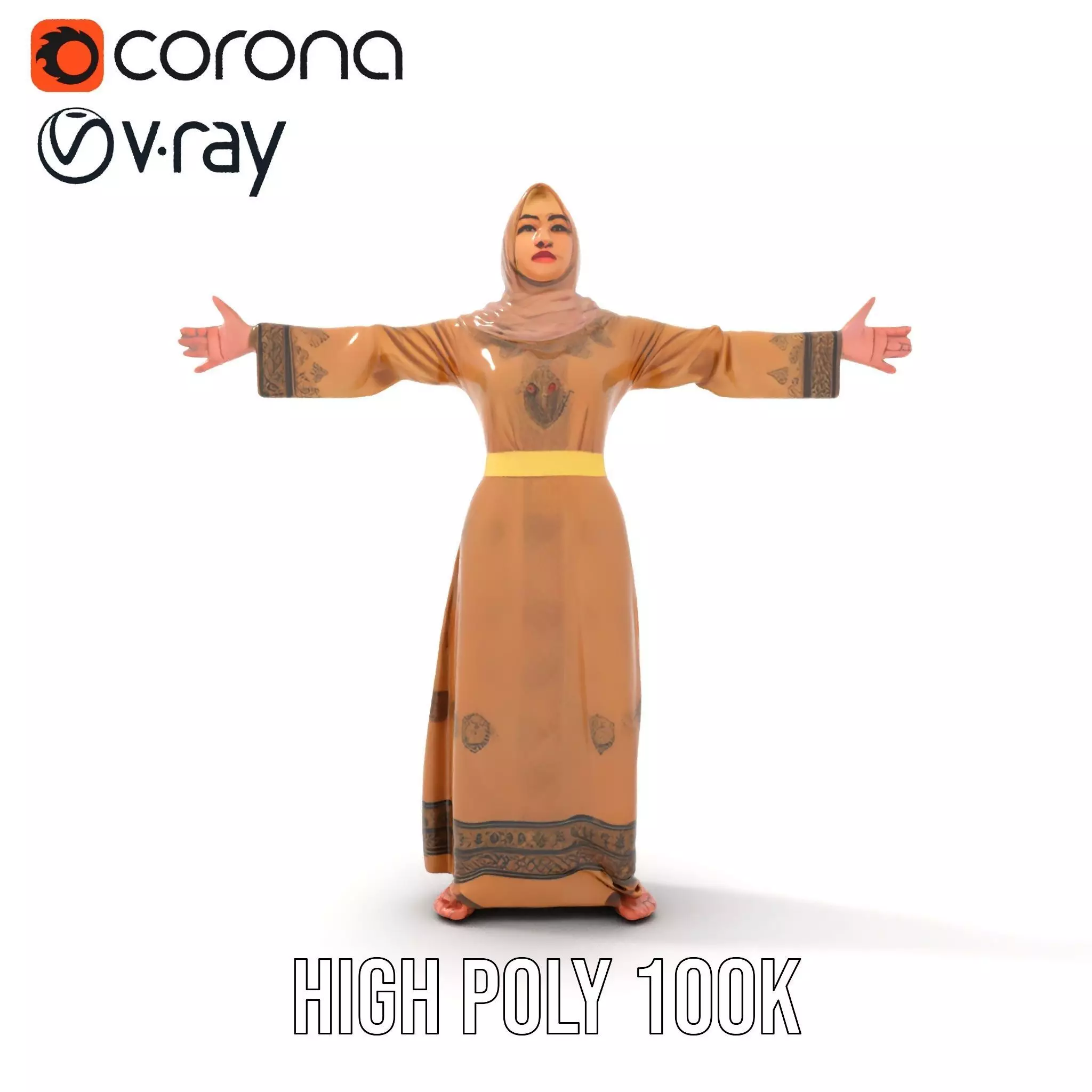 Elegant Beige Dress model pack Low-poly 3D model_23
