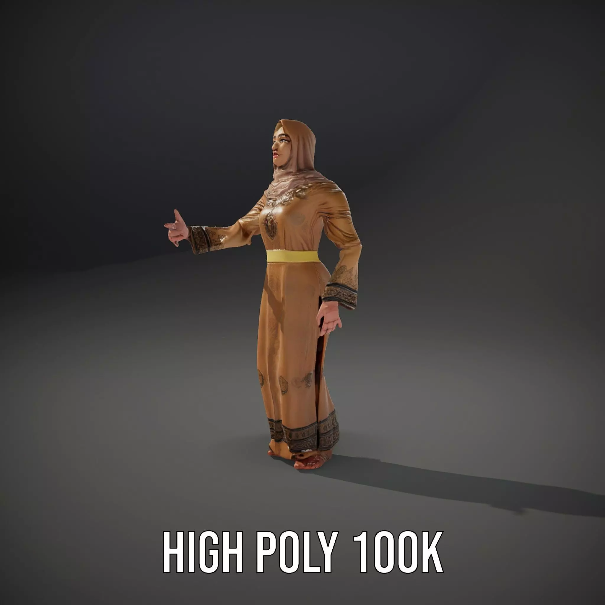 Elegant Beige Dress model pack Low-poly 3D model_9