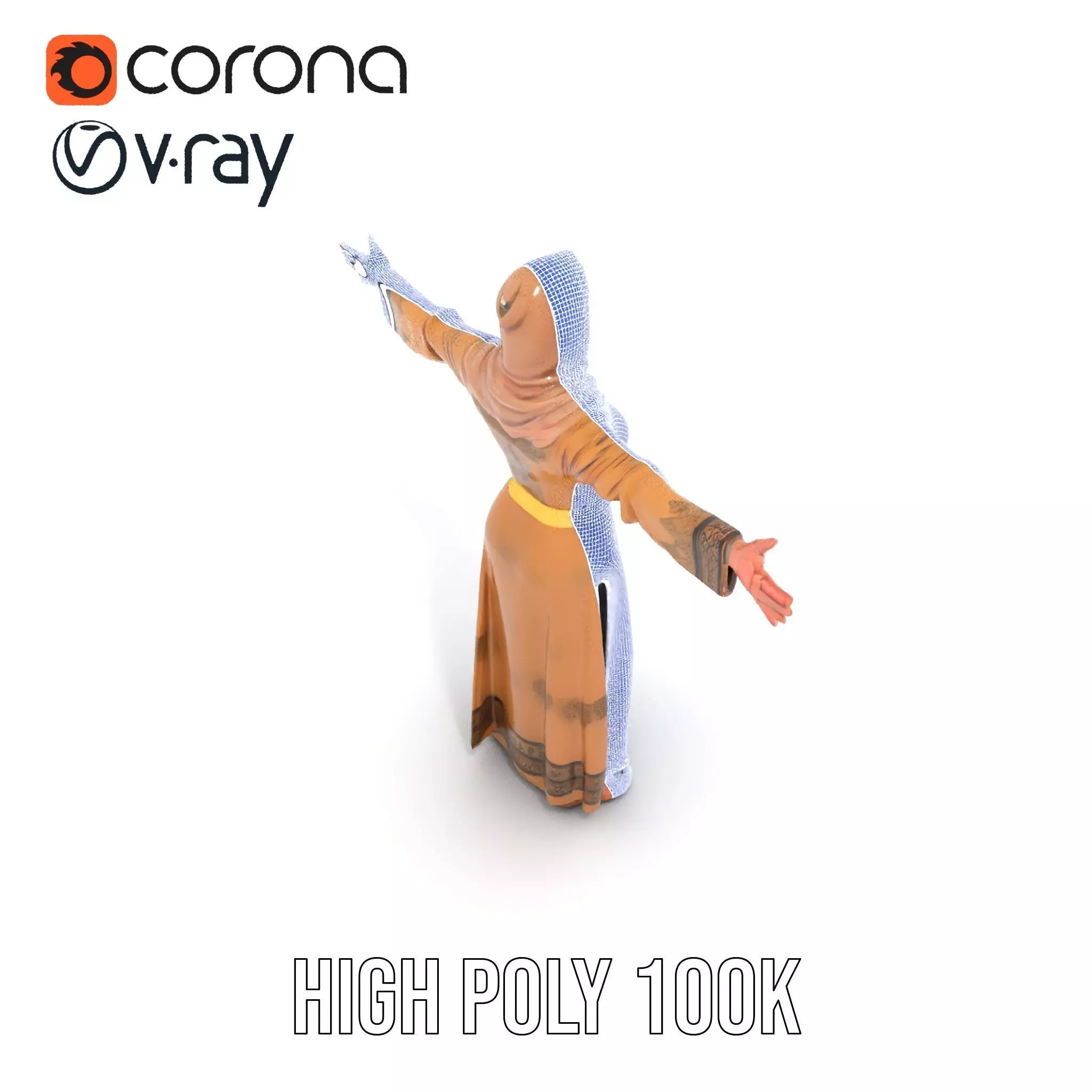 Elegant Beige Dress model pack Low-poly 3D model_33