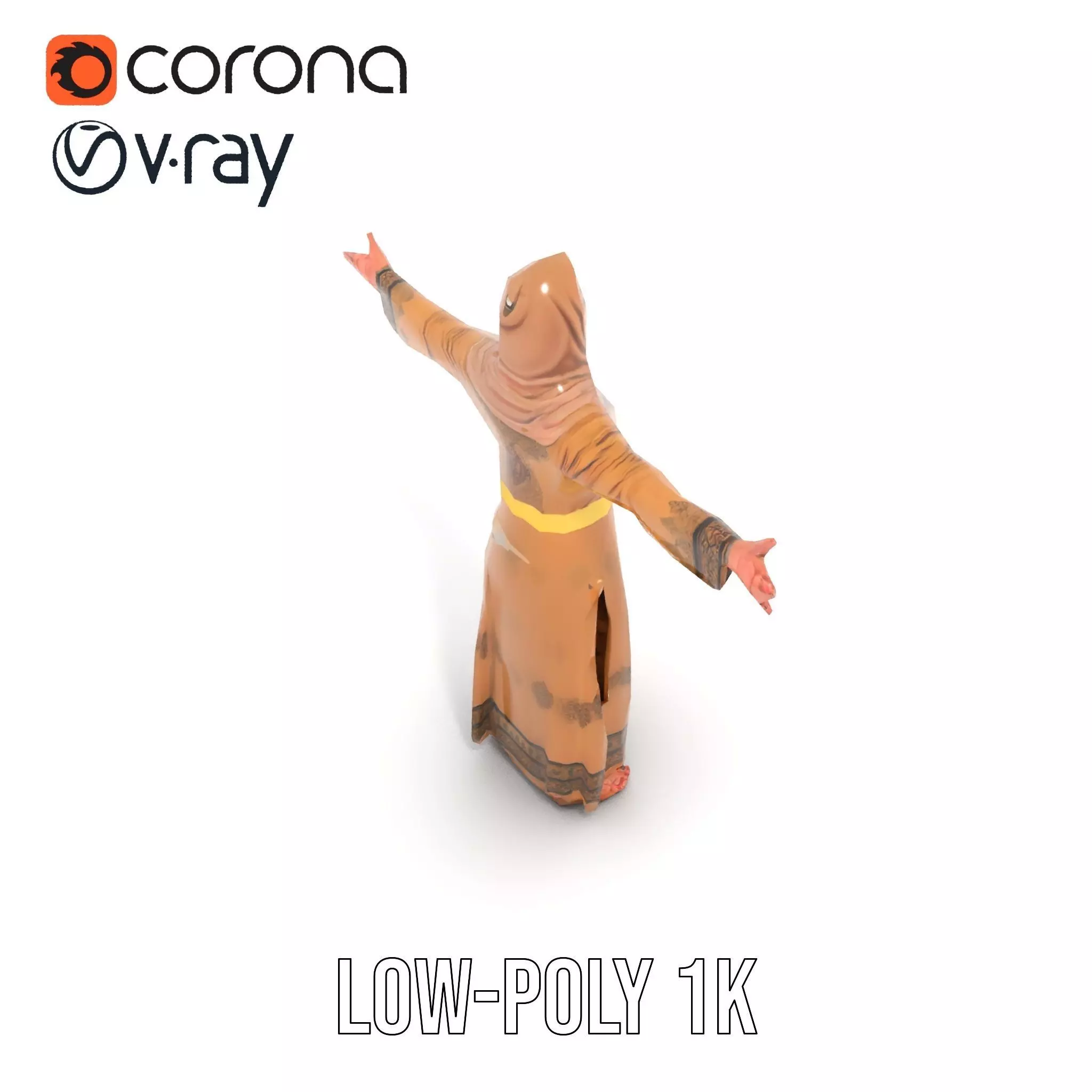 Elegant Beige Dress model pack Low-poly 3D model_7