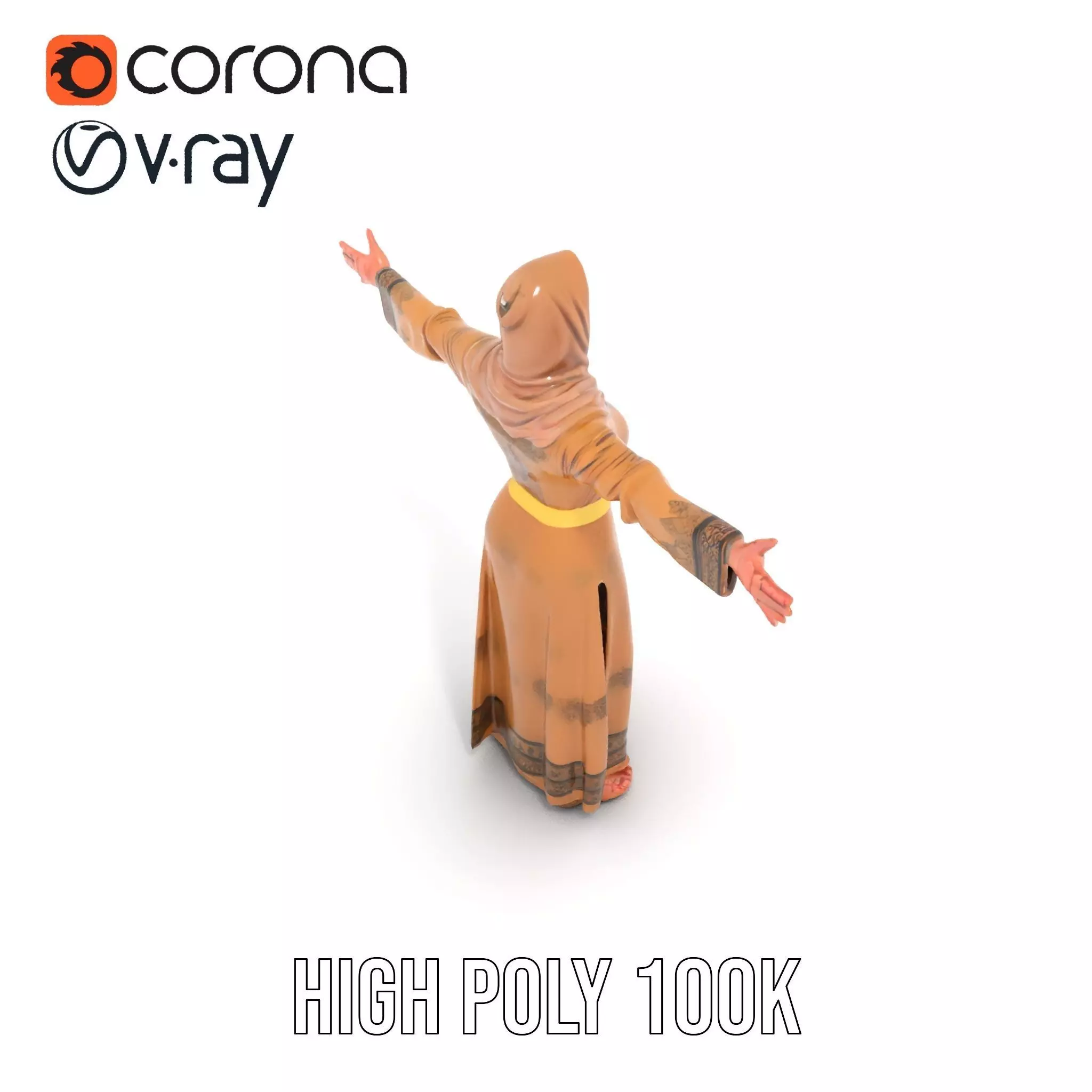 Elegant Beige Dress model pack Low-poly 3D model_20