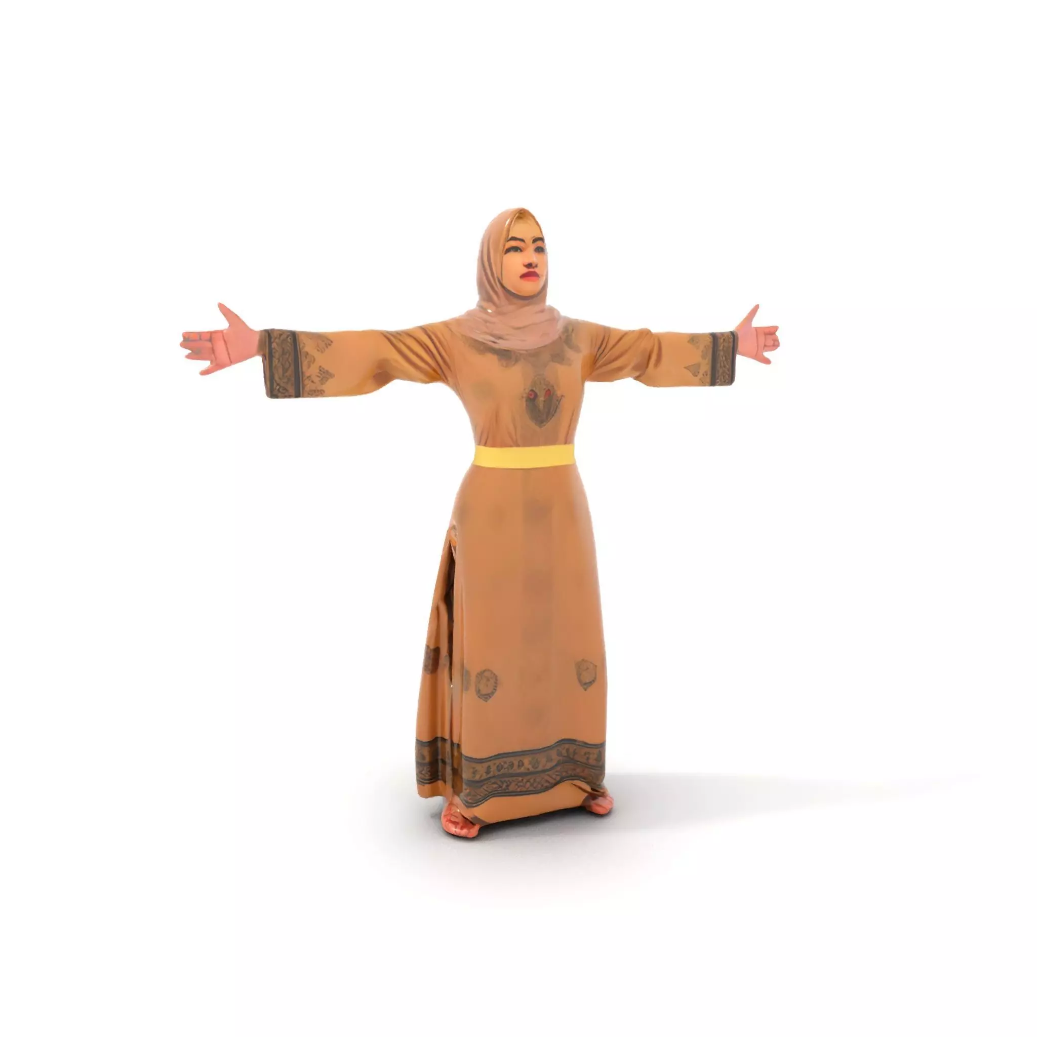 Elegant Beige Dress model pack Low-poly 3D model_10