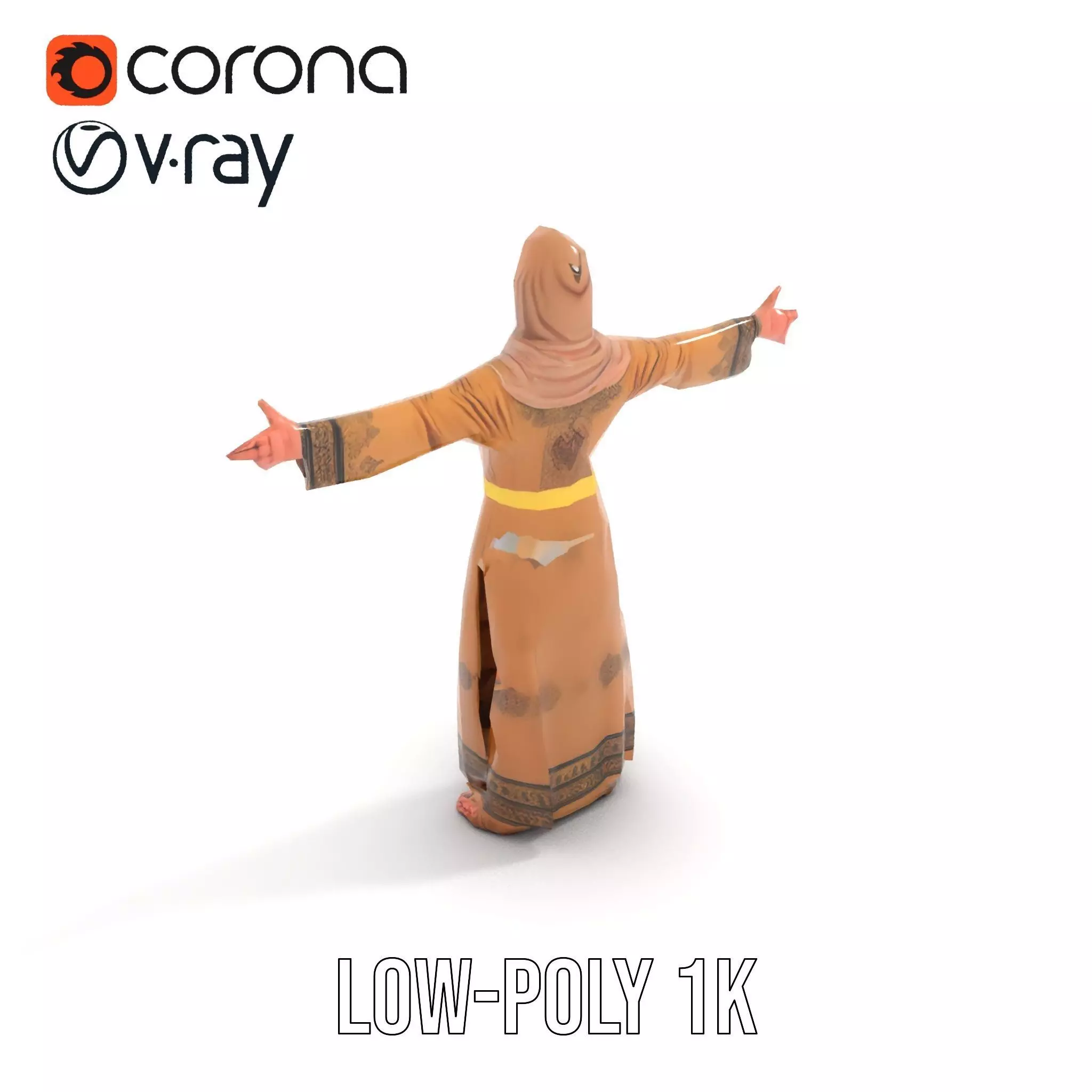 Elegant Beige Dress model pack Low-poly 3D model_16