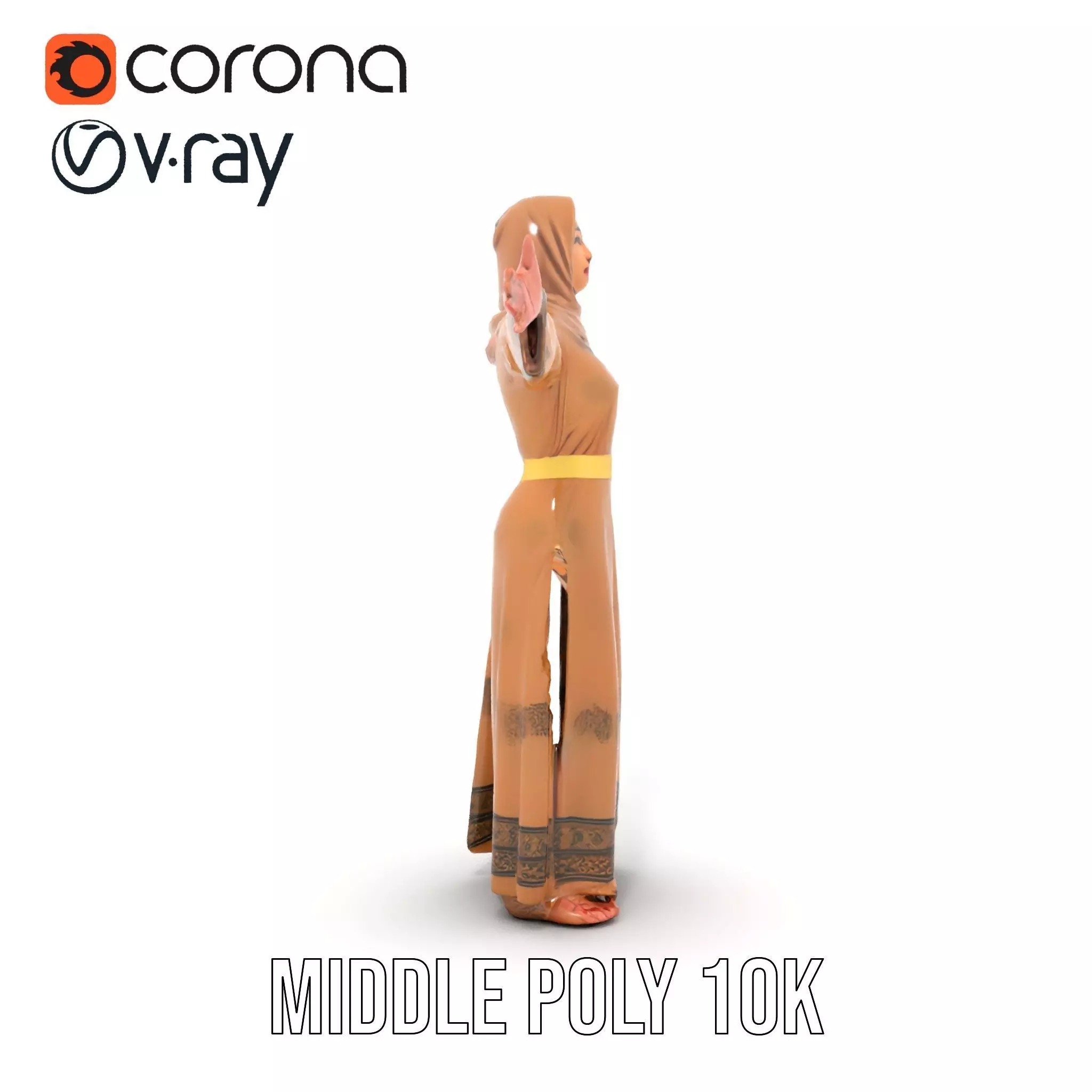 Elegant Beige Dress model pack Low-poly 3D model_27