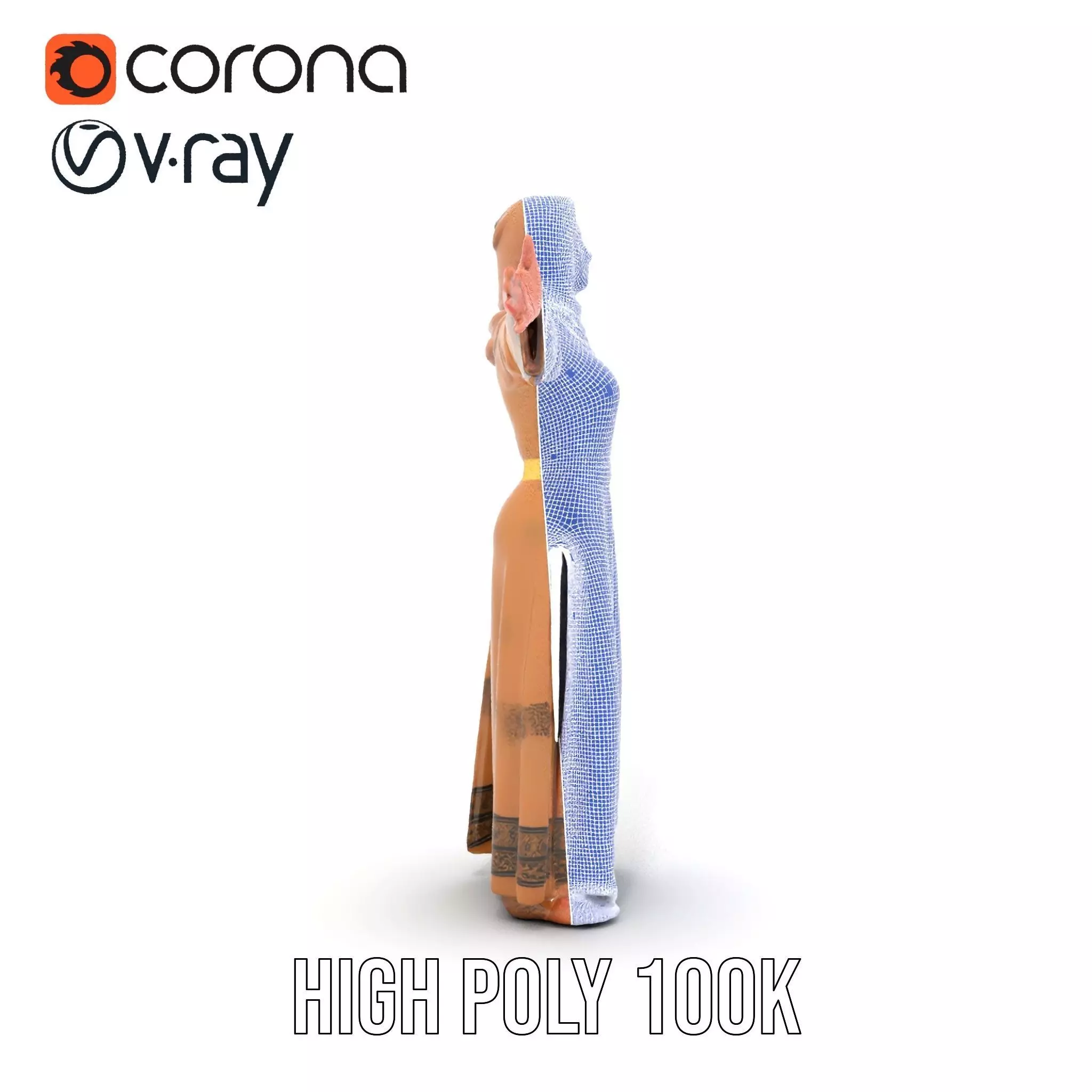 Elegant Beige Dress model pack Low-poly 3D model_34