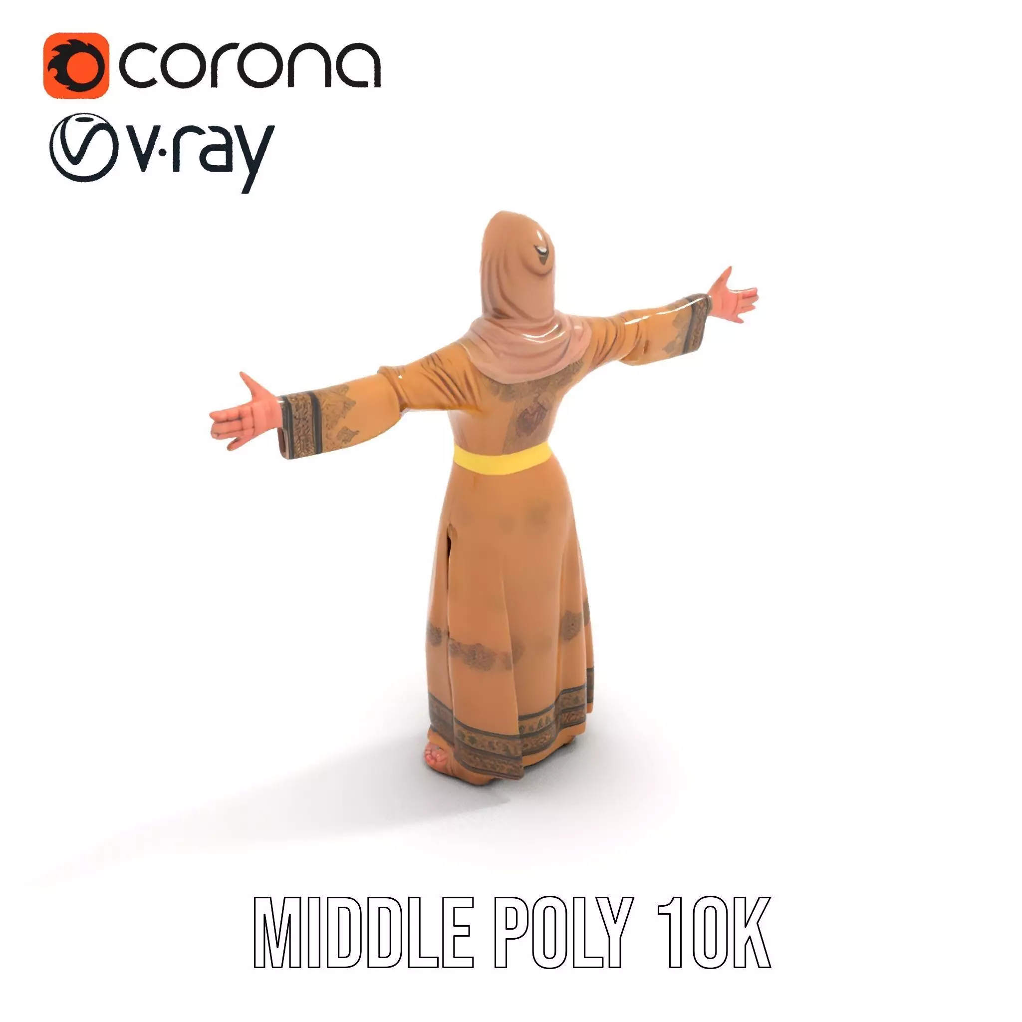 Elegant Beige Dress model pack Low-poly 3D model_21