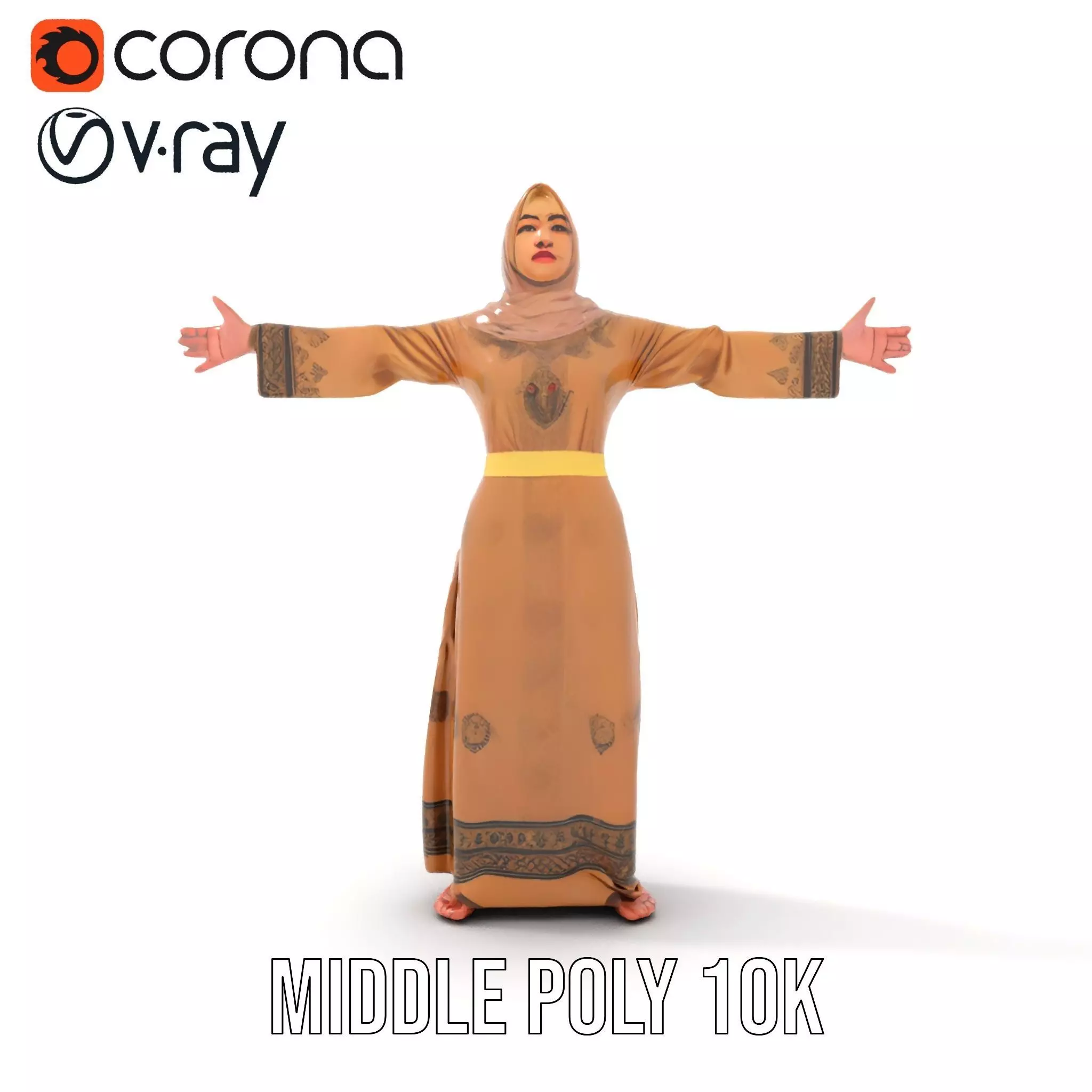 Elegant Beige Dress model pack Low-poly 3D model_6