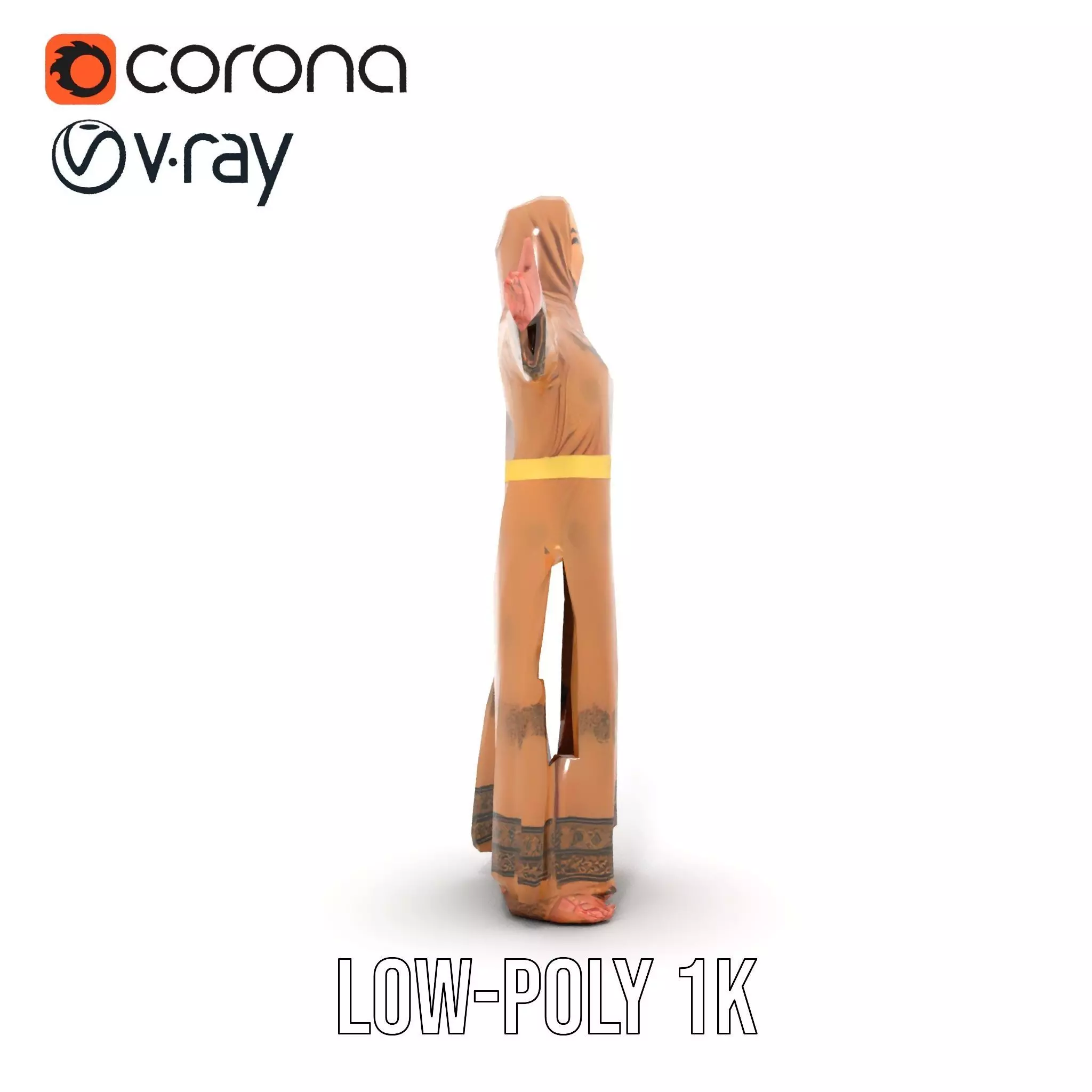 Elegant Beige Dress model pack Low-poly 3D model_19