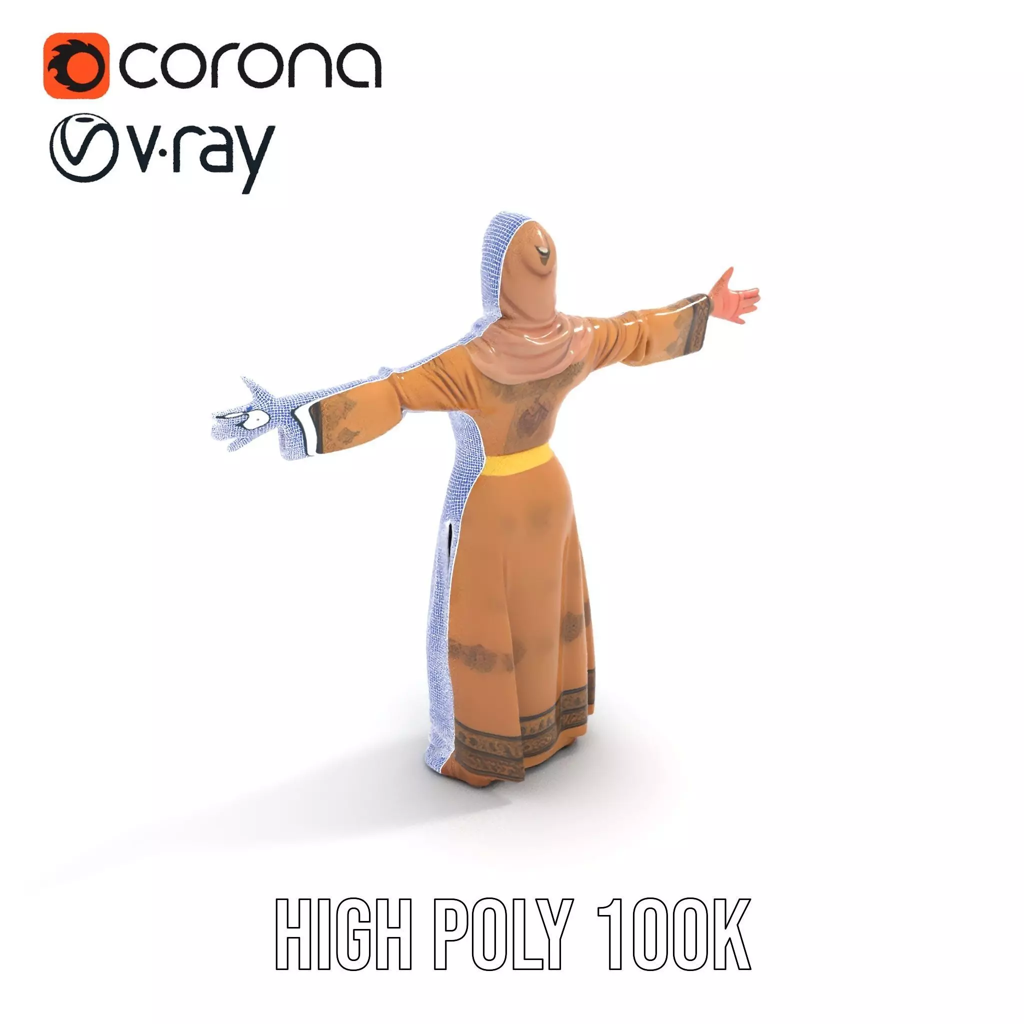 Elegant Beige Dress model pack Low-poly 3D model_29