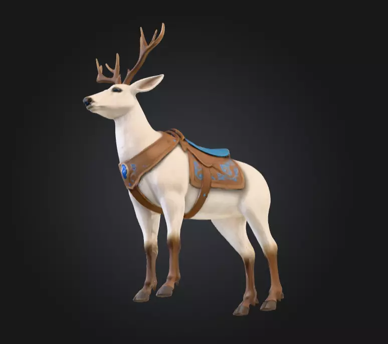 White Deer Mount Low-poly 3D model_14