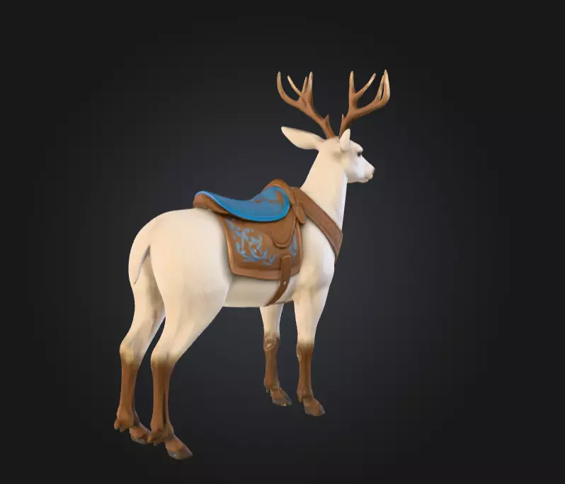 White Deer Mount Low-poly 3D model_1