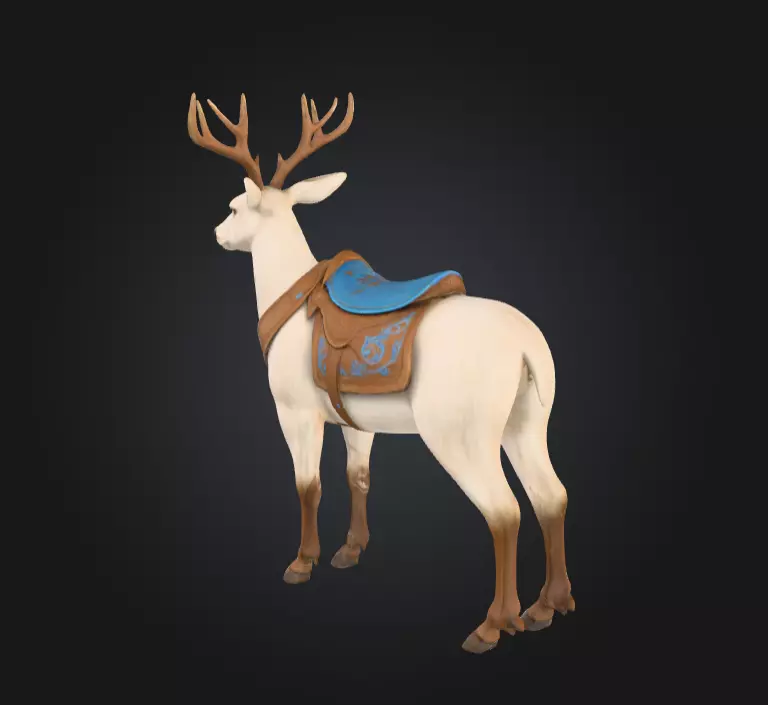 White Deer Mount Low-poly 3D model_9